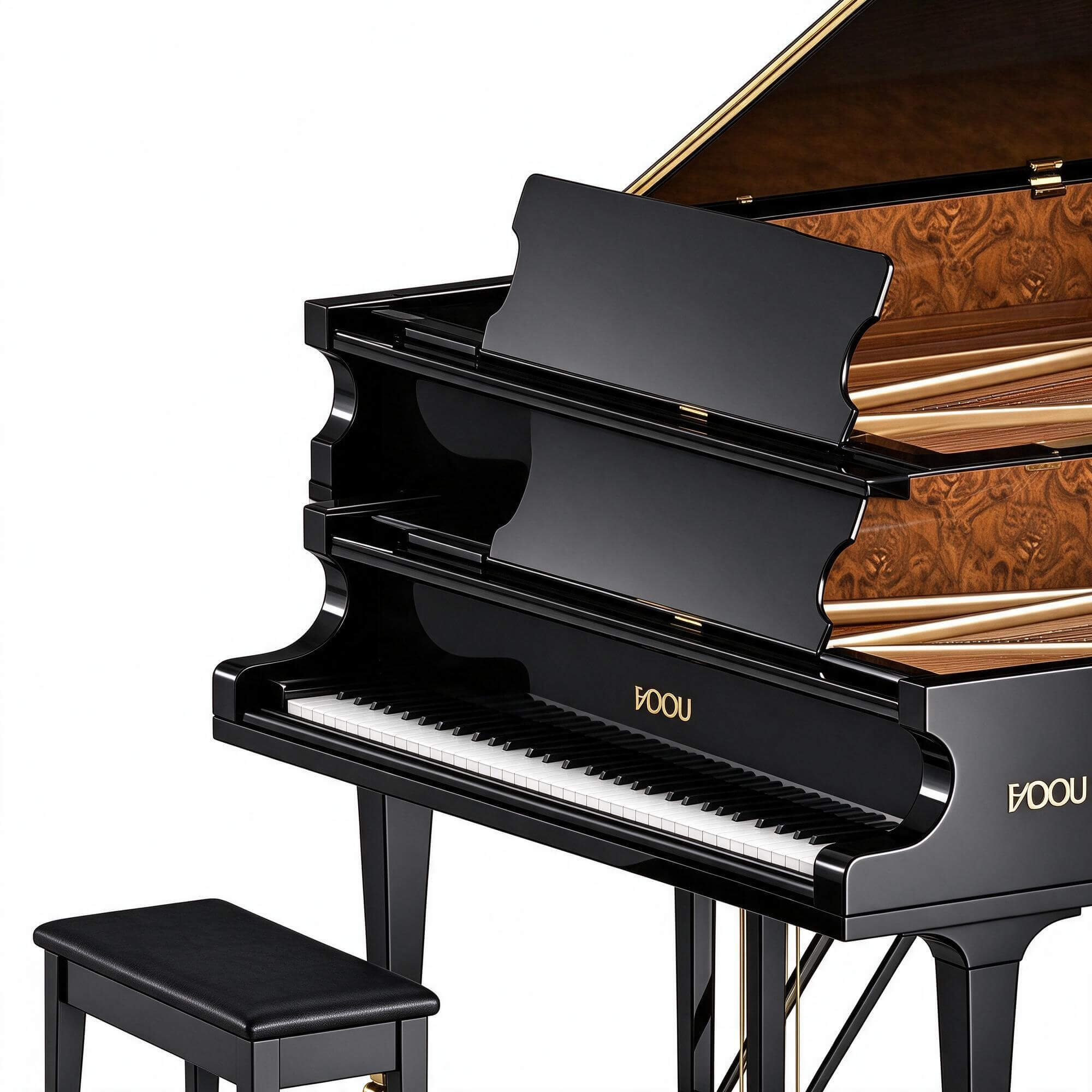Black and White Grand Piano 2 Color Versions 3D Model 3D Model