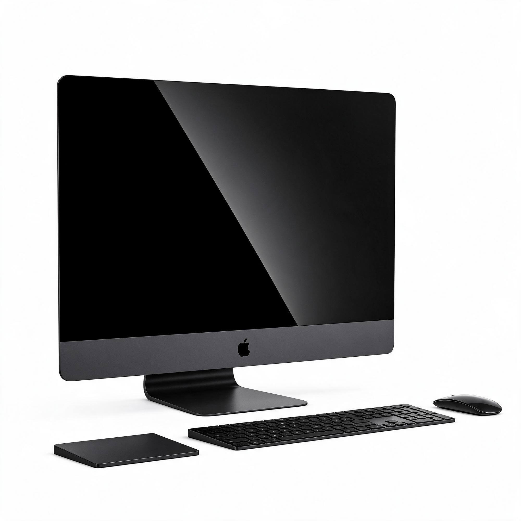 Black Apple All in One PC Set with Keyboard Mouse and Trackp 3D Model
