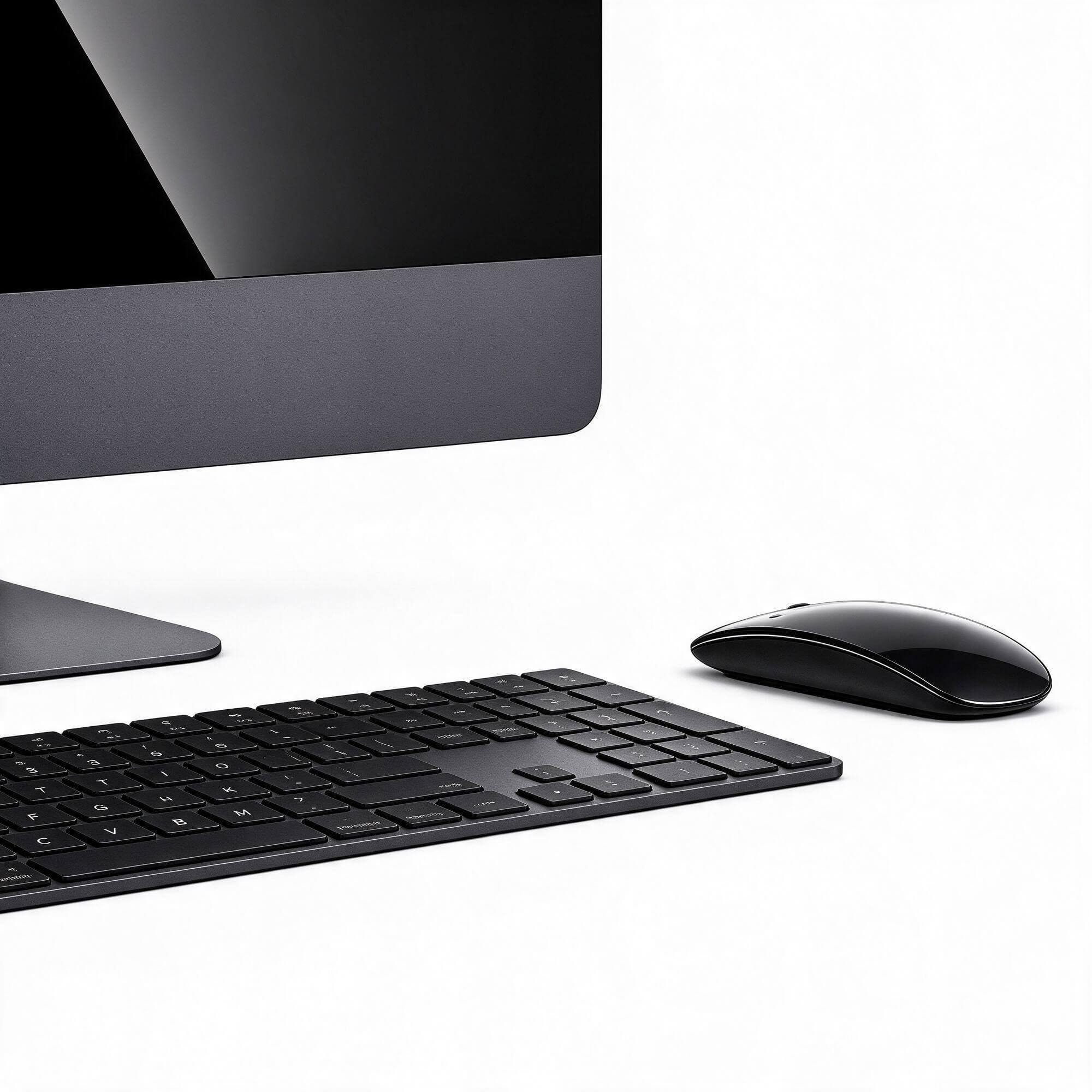 Black Apple All in One PC Set with Keyboard Mouse and Trackp 3D Model