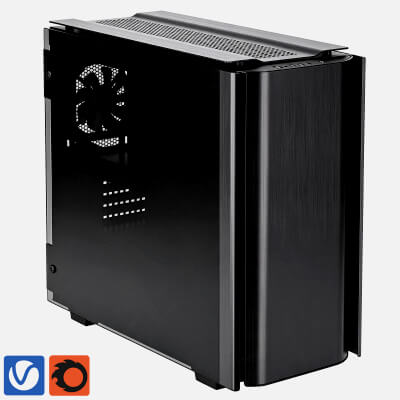 Black Brushed Aluminum PC Tower Case 3D Model 3D Model