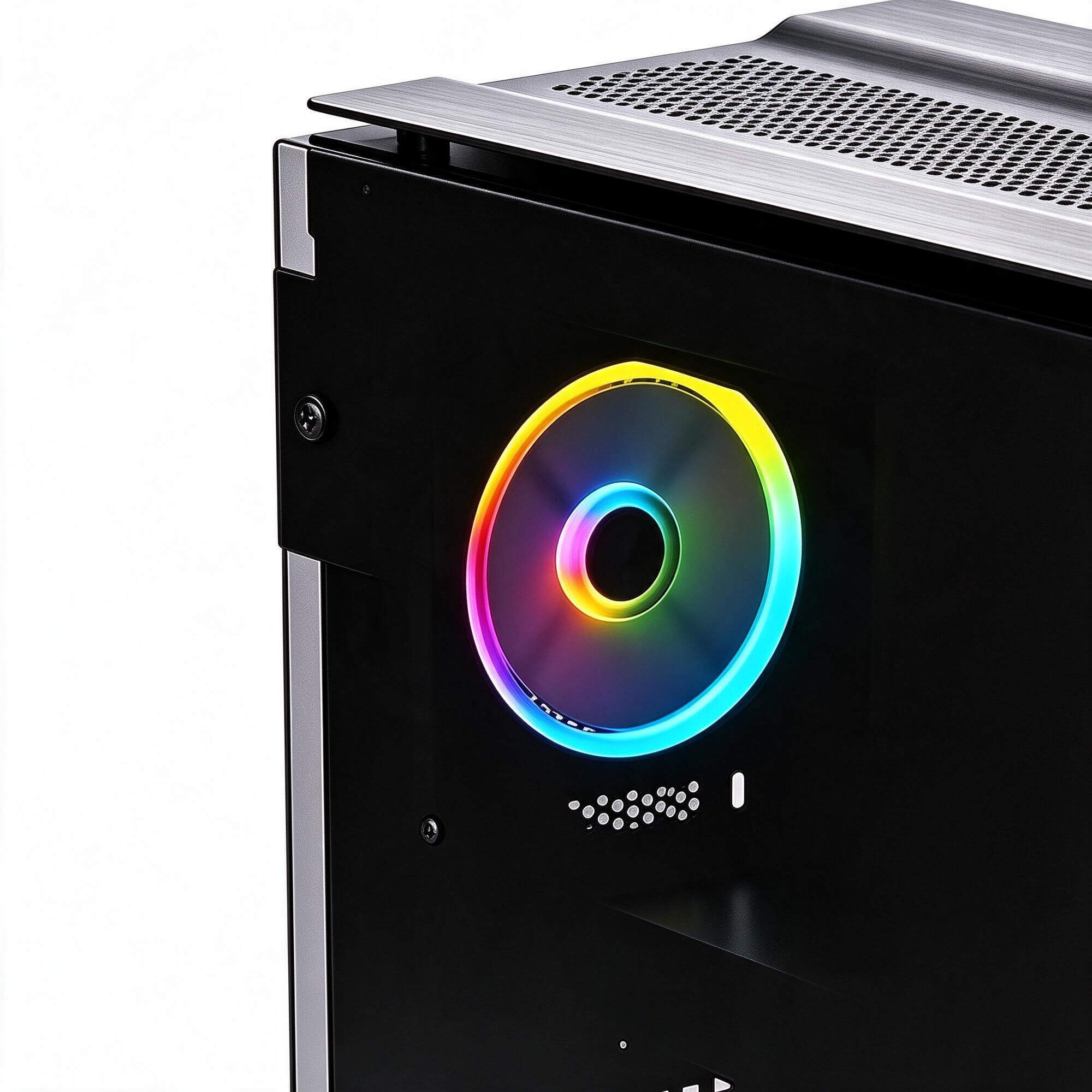 Black Gaming PC Case with RGB Cooling Fans 3D Model 3D Model