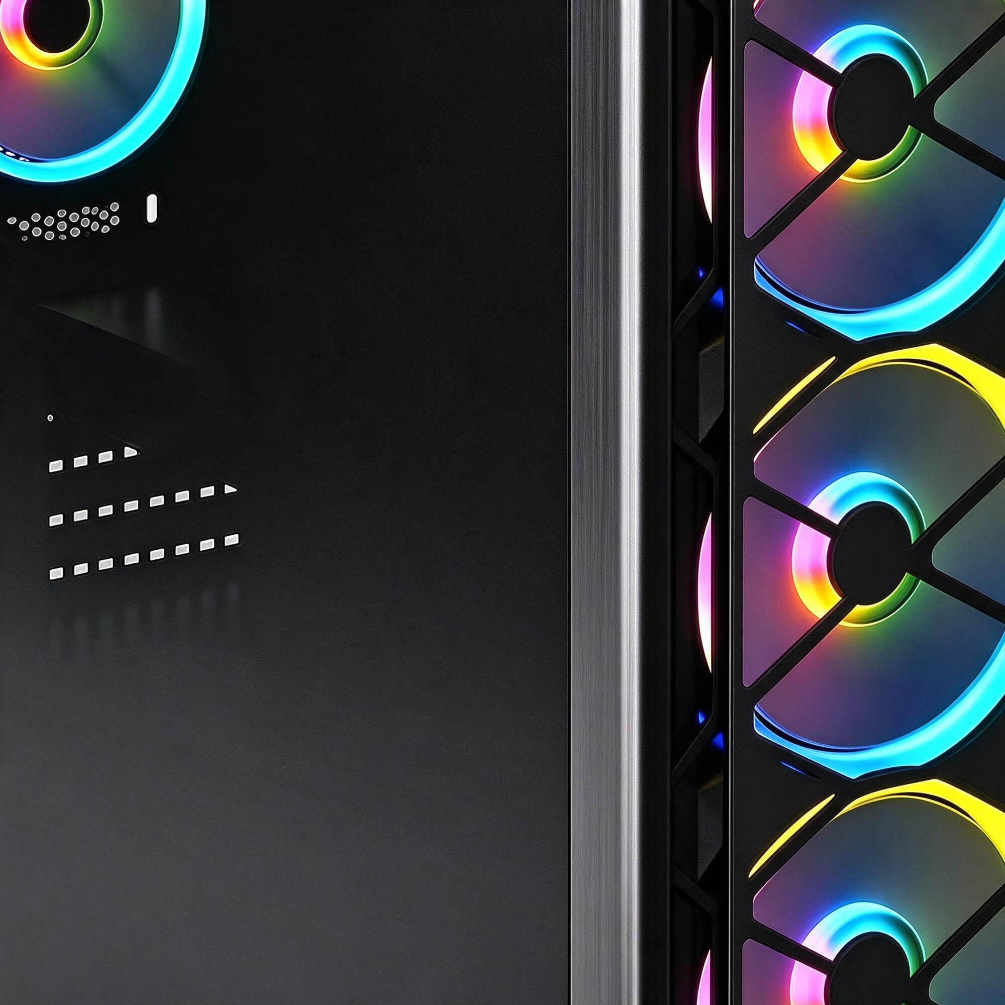 Black Gaming PC Case with RGB Cooling Fans 3D Model 3D Model