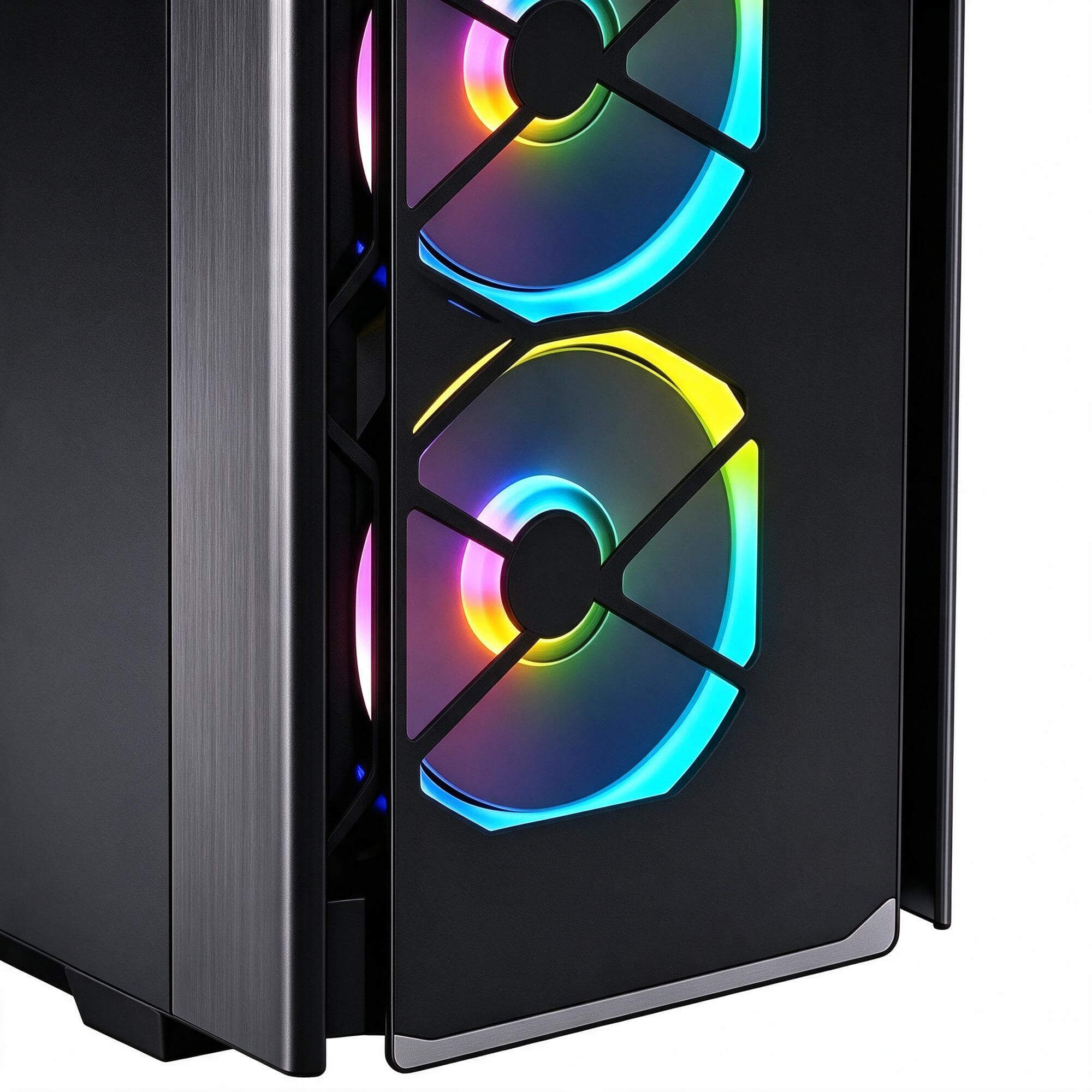 Black Gaming PC Case with RGB Cooling Fans 3D Model 3D Model
