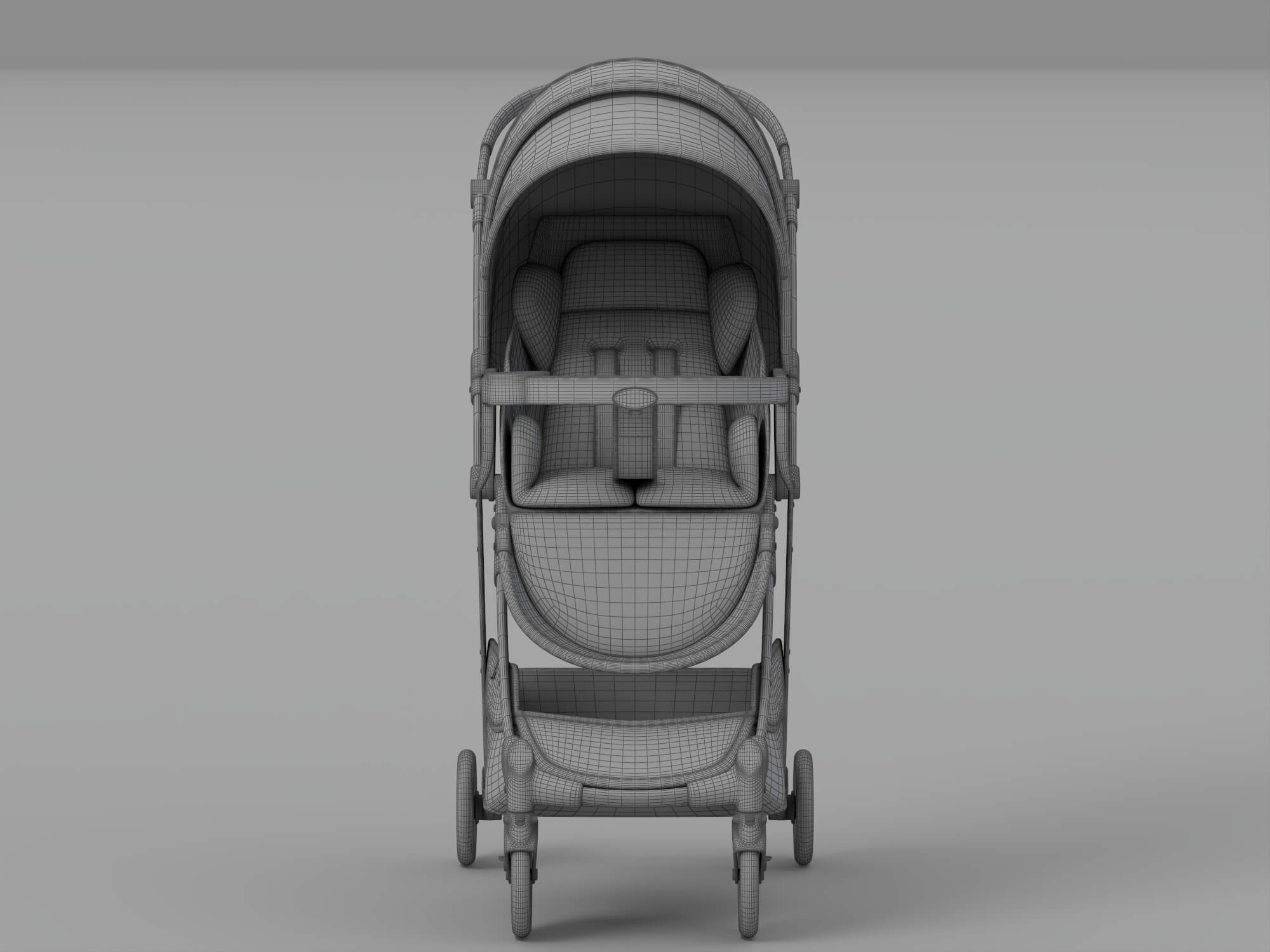 Blue Cool Baby Stroller With Canopy And Storage Basket 3D Model