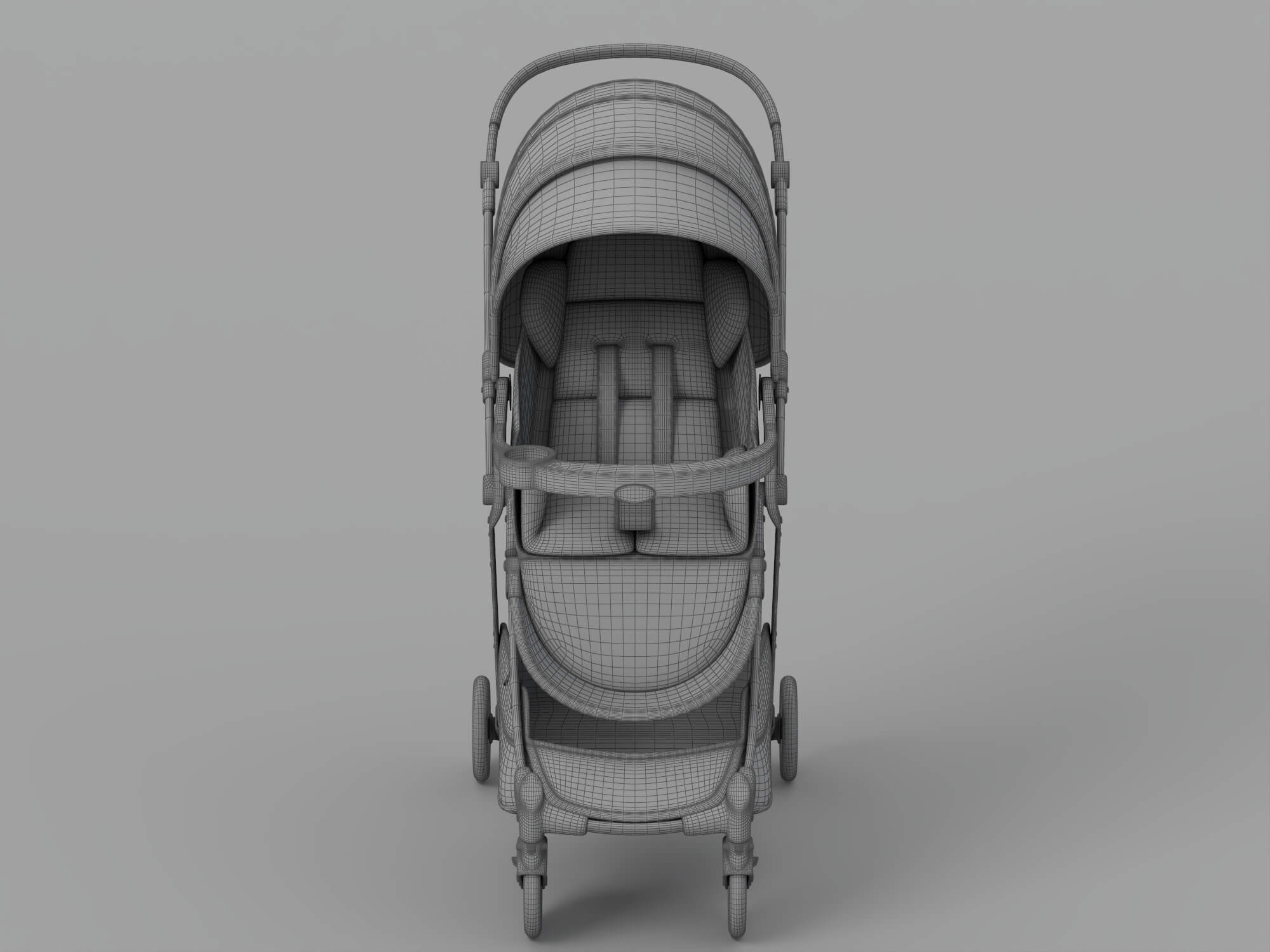 Blue Cool Baby Stroller With Canopy And Storage Basket 3D Model