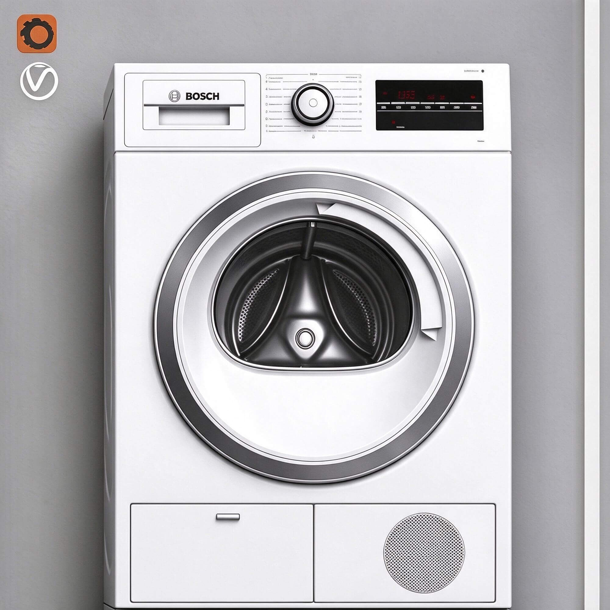 Bosch Stacked Washer and Dryer Set 3d Model 3D Model