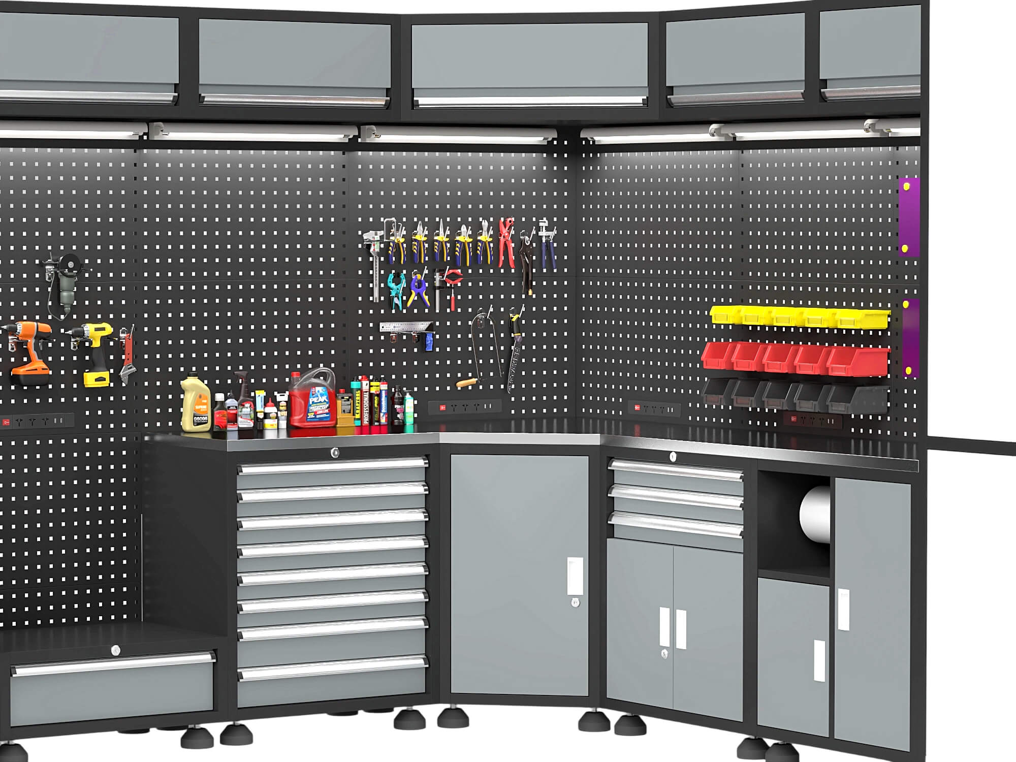 Corner Workshop Tool Cabinet Station 3D Model 3D Model