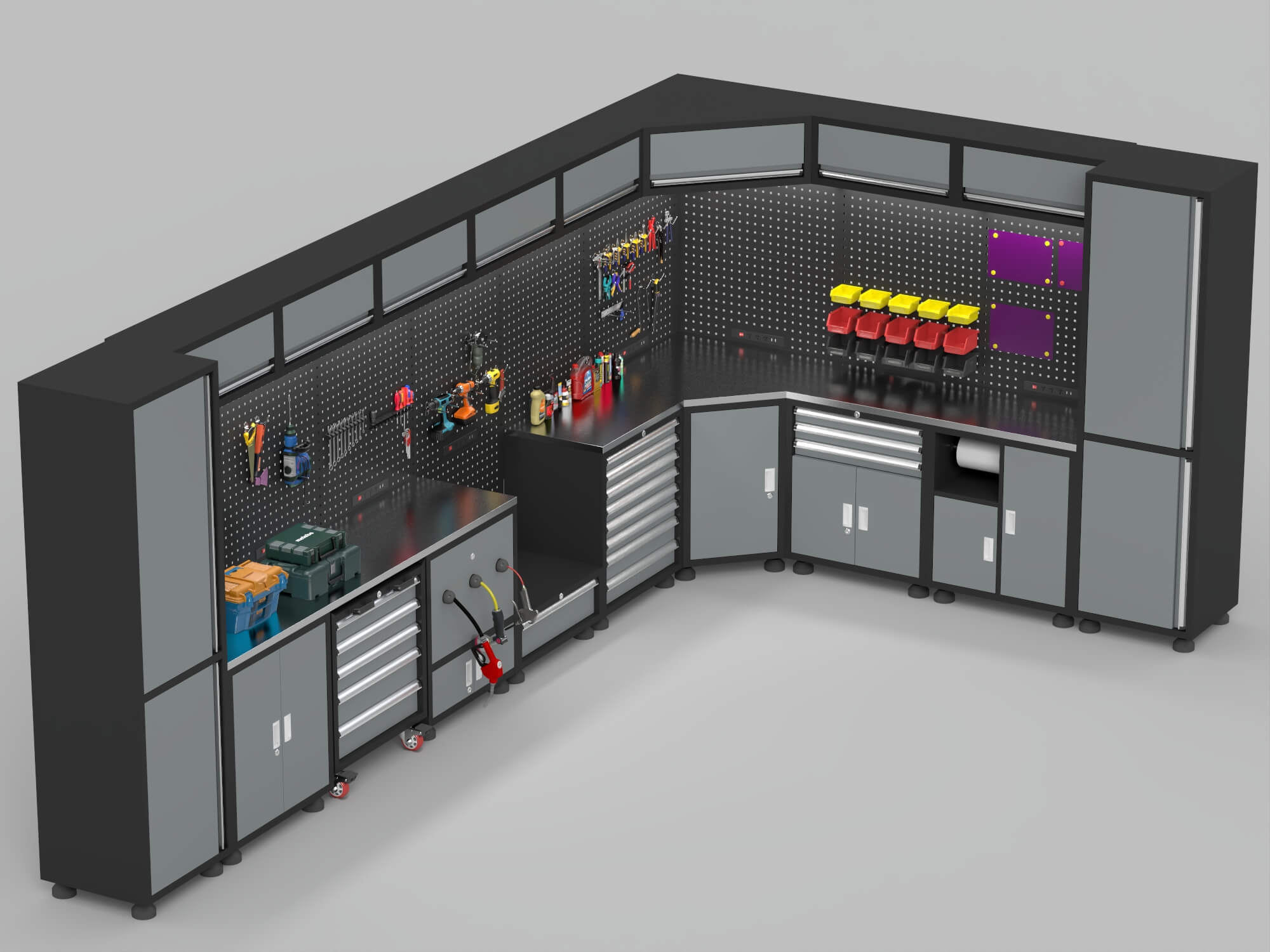 Corner Workshop Tool Cabinet Station 3D Model 3D Model