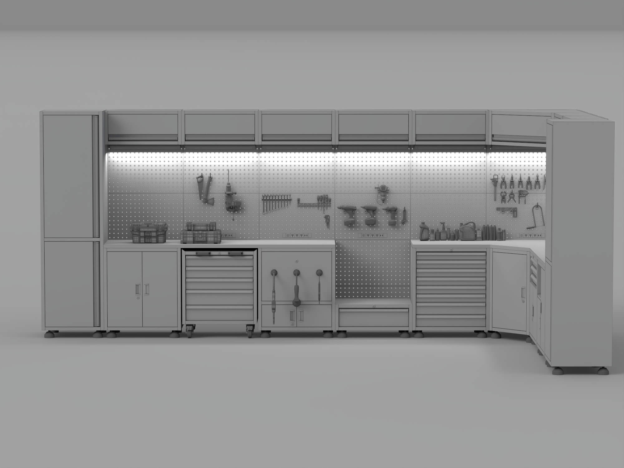 Corner Workshop Tool Cabinet Station 3D Model 3D Model