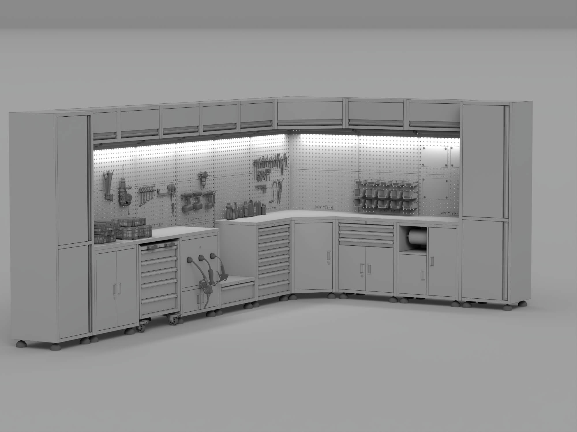 Corner Workshop Tool Cabinet Station 3D Model 3D Model