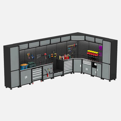 Corner Workshop Tool Cabinet Station 3D Model