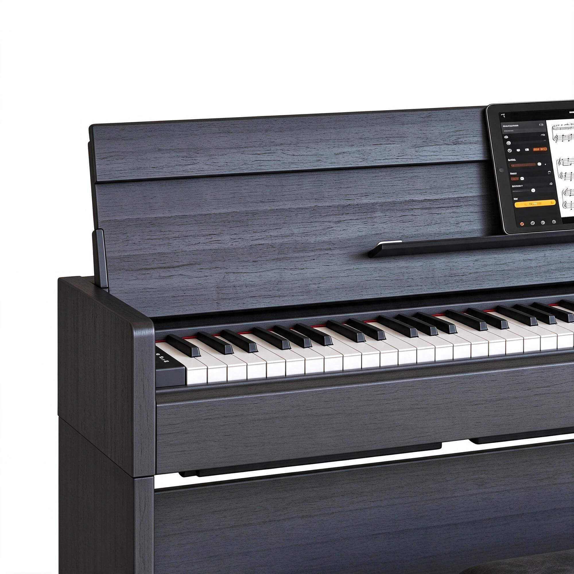 Dark Wood Digital Upright Piano with Bench 3D Model 3D Model
