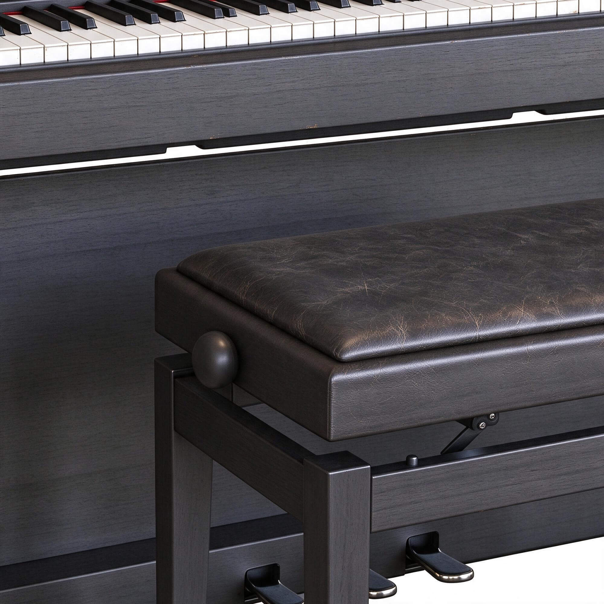 Dark Wood Digital Upright Piano with Bench 3D Model 3D Model