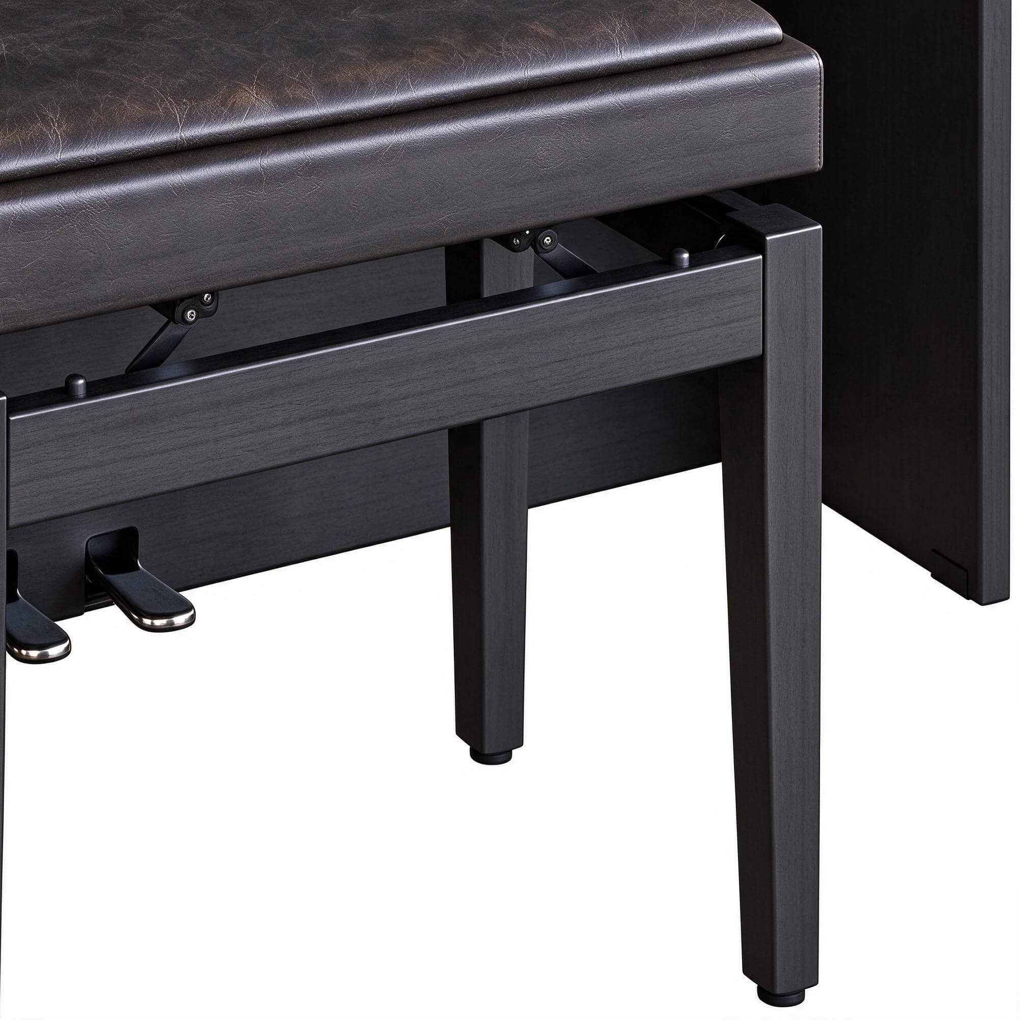 Dark Wood Digital Upright Piano with Bench 3D Model 3D Model