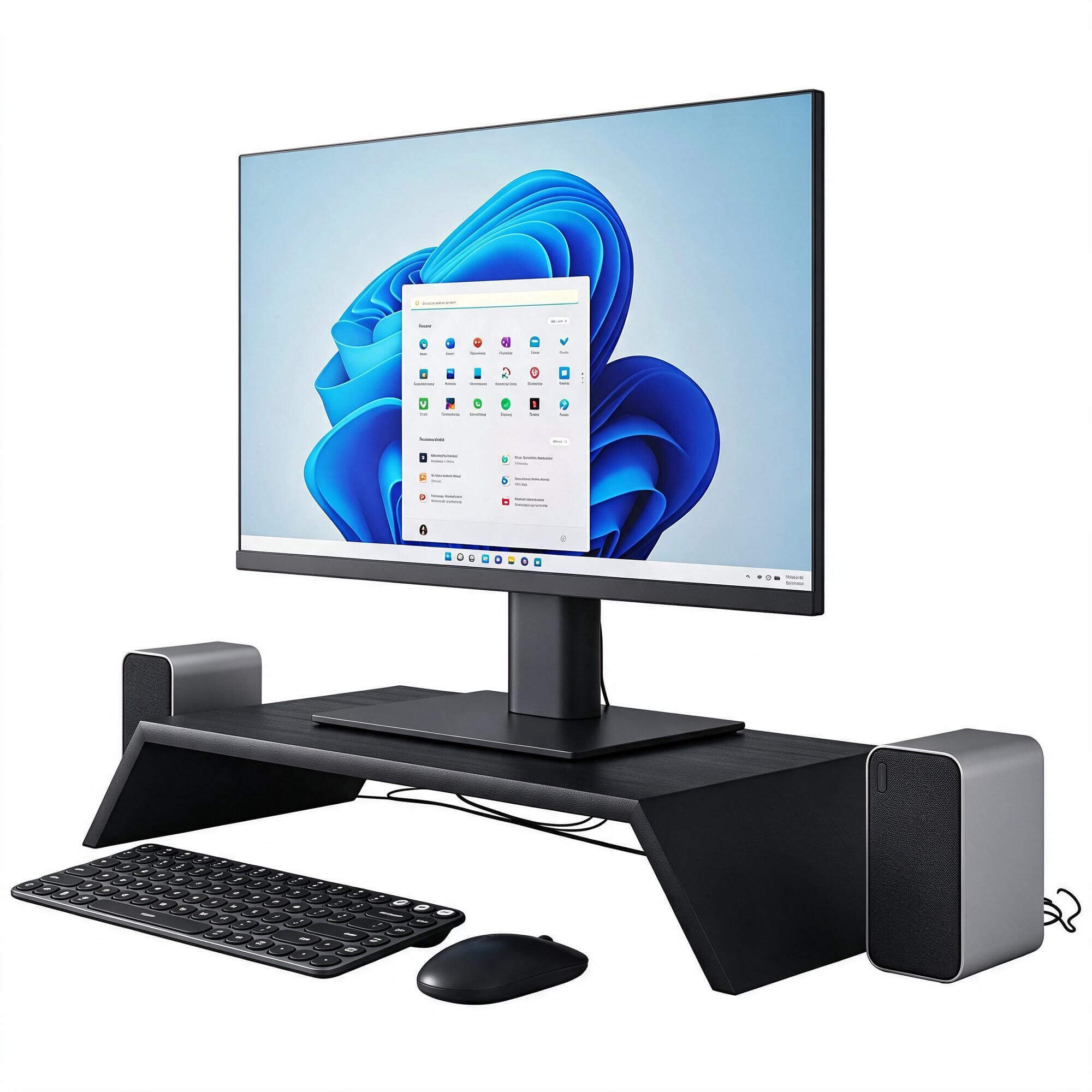 Desktop Computer Set with Monitor Stand and Speakers 3D Mode 3D Model