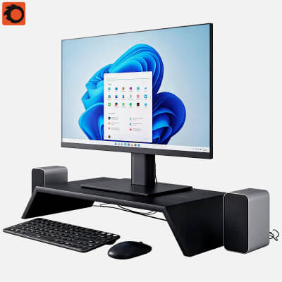 Desktop Computer Set with Monitor Stand and Speakers 3D Mode