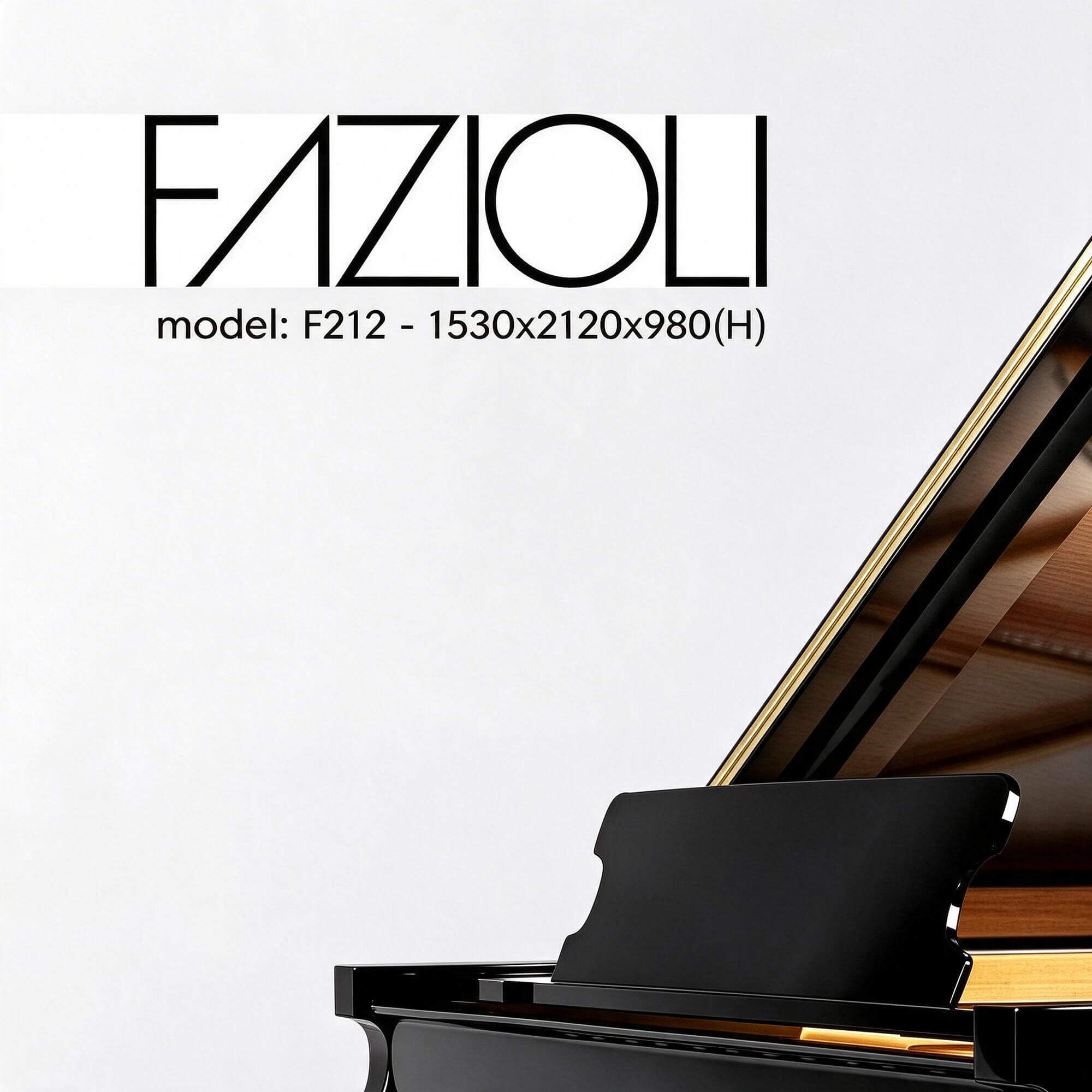 Fazioli F212 Black Grand Piano 3D Model 3D Model