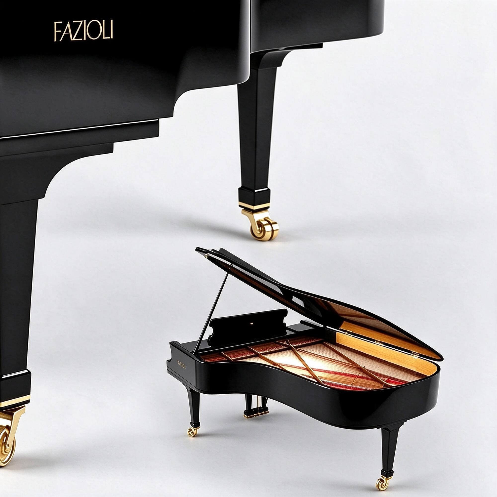 Fazioli F212 Black Grand Piano 3D Model 3D Model