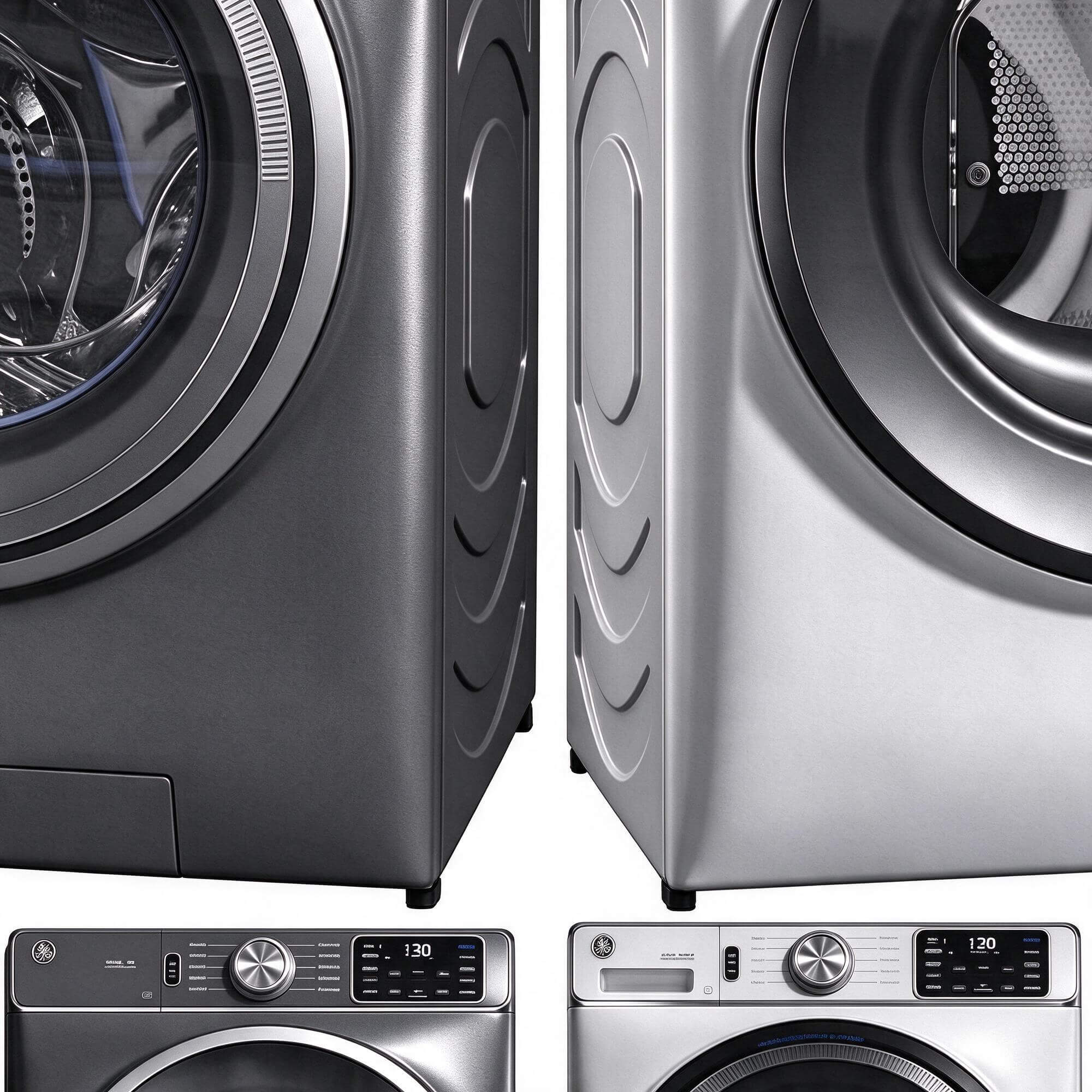 GE Front Load Washing Machine Two Color Versions 3D Model