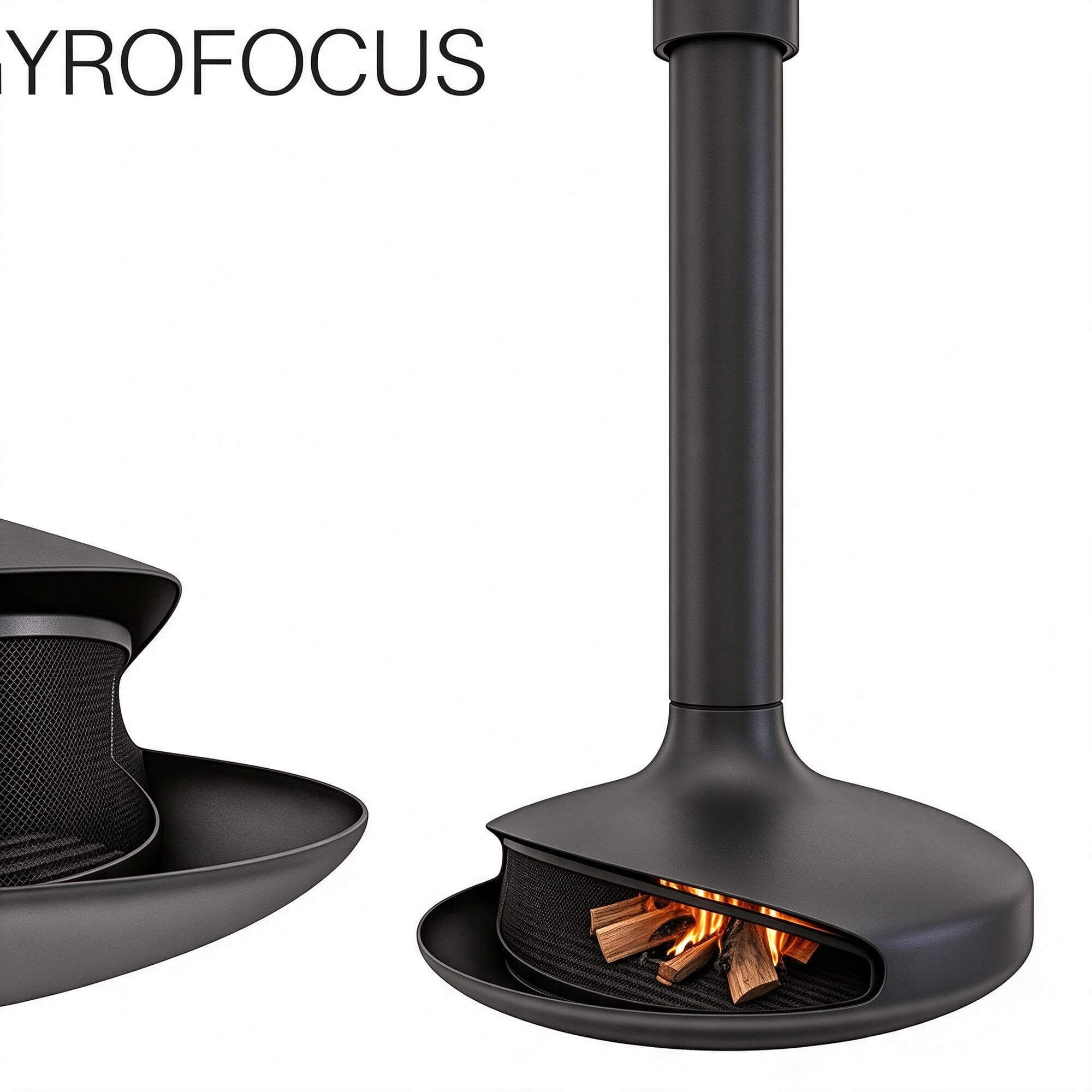 Gyrofocus Rotating Suspended Wood Burning Fireplace 3D Model 3D Model