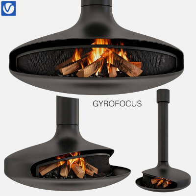 Gyrofocus Rotating Suspended Wood Burning Fireplace 3D Model
