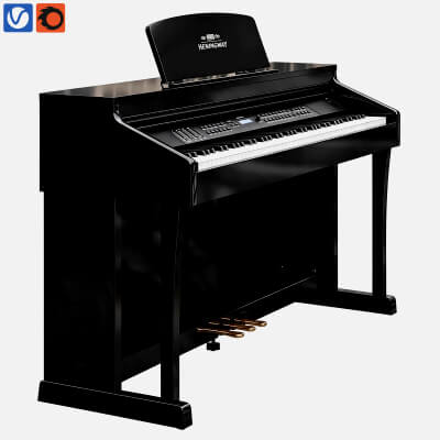 Heningway Black Upright Digital Piano 3D Model
