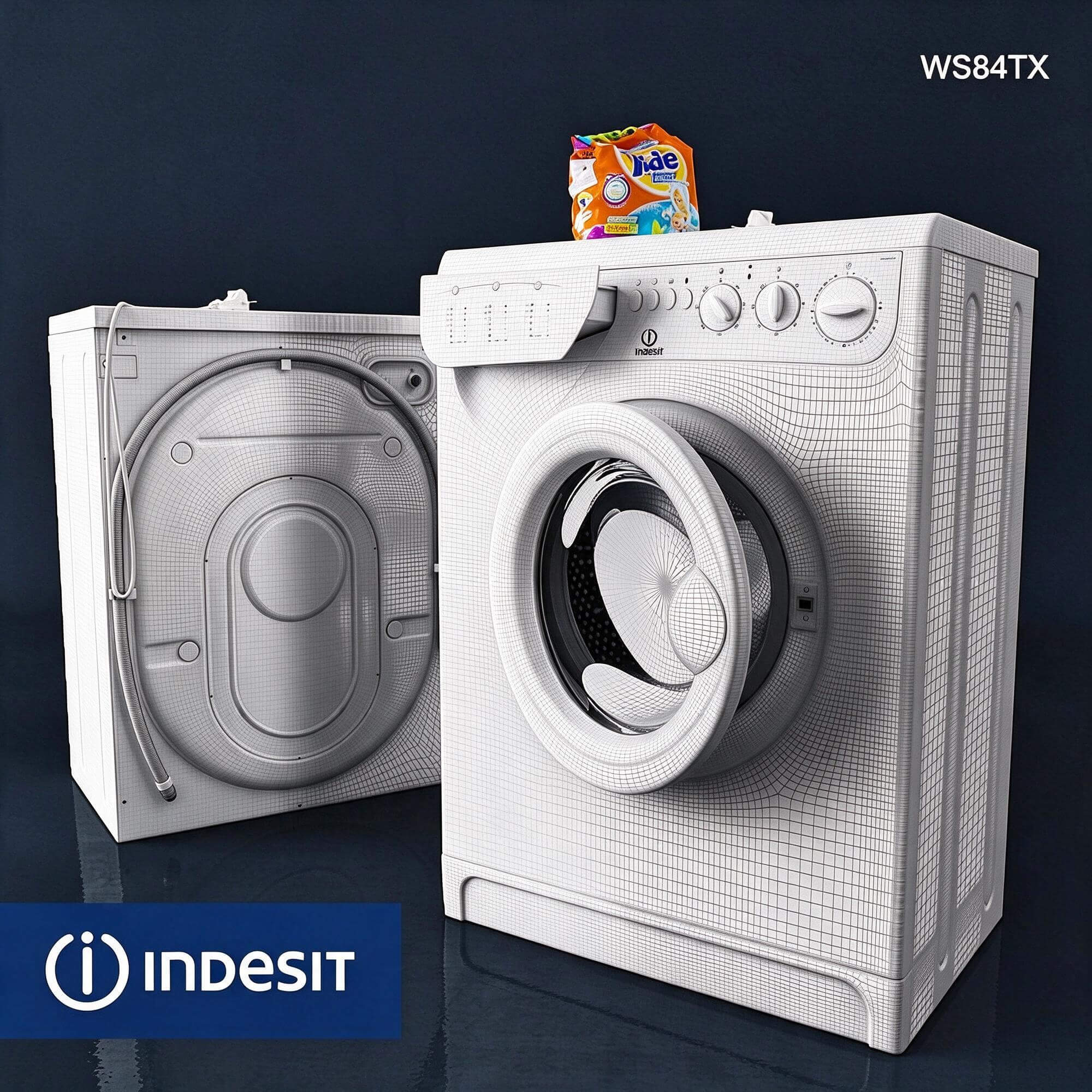Indesit WS84TX Front Load Washing Machine 3D Model 3D Model