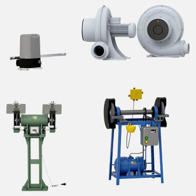Industrial Machinery Set Gate Motor Blowers Bench Grinders