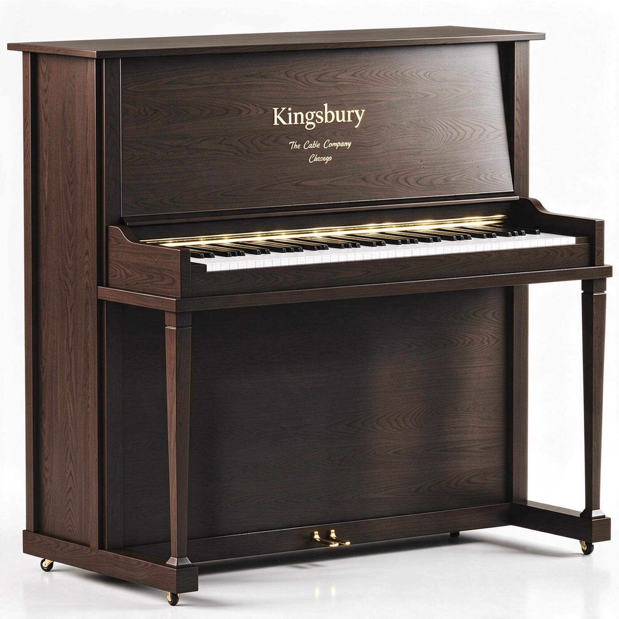 Kingsbury Dark Wood Upright Acoustic Piano 3d Model 3D Model