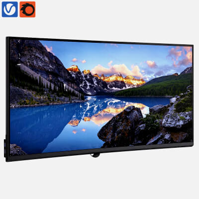Large Black Flat Panel Digital Display Screen 3D Model 3D Model