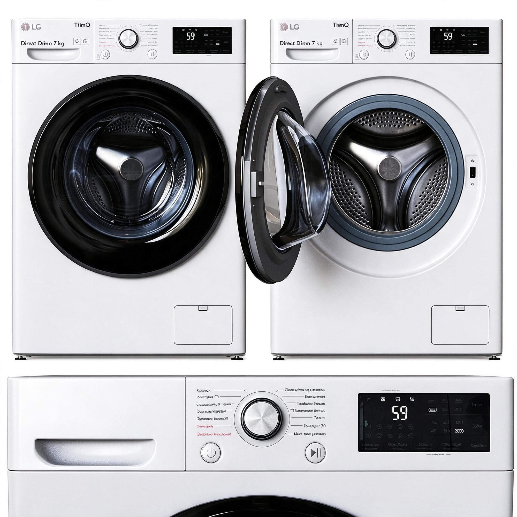 LG ThinQ Direct Drive 7kg Front Load Washing Machine 3D Mode 3D Model