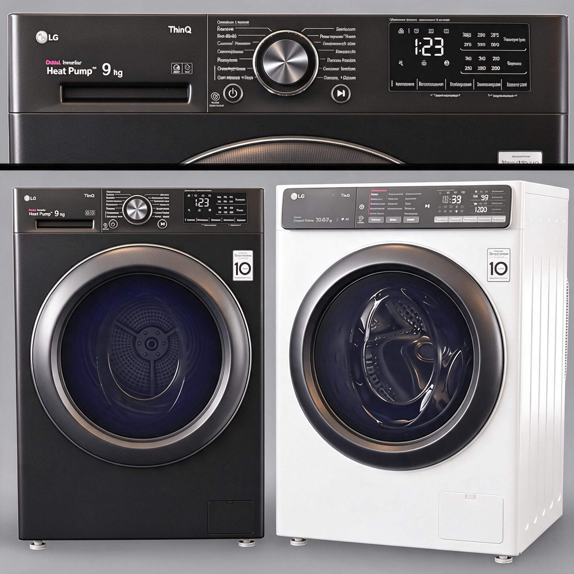 LG ThinQ Heat Pump 9kg Tumble Dryer 3D Model