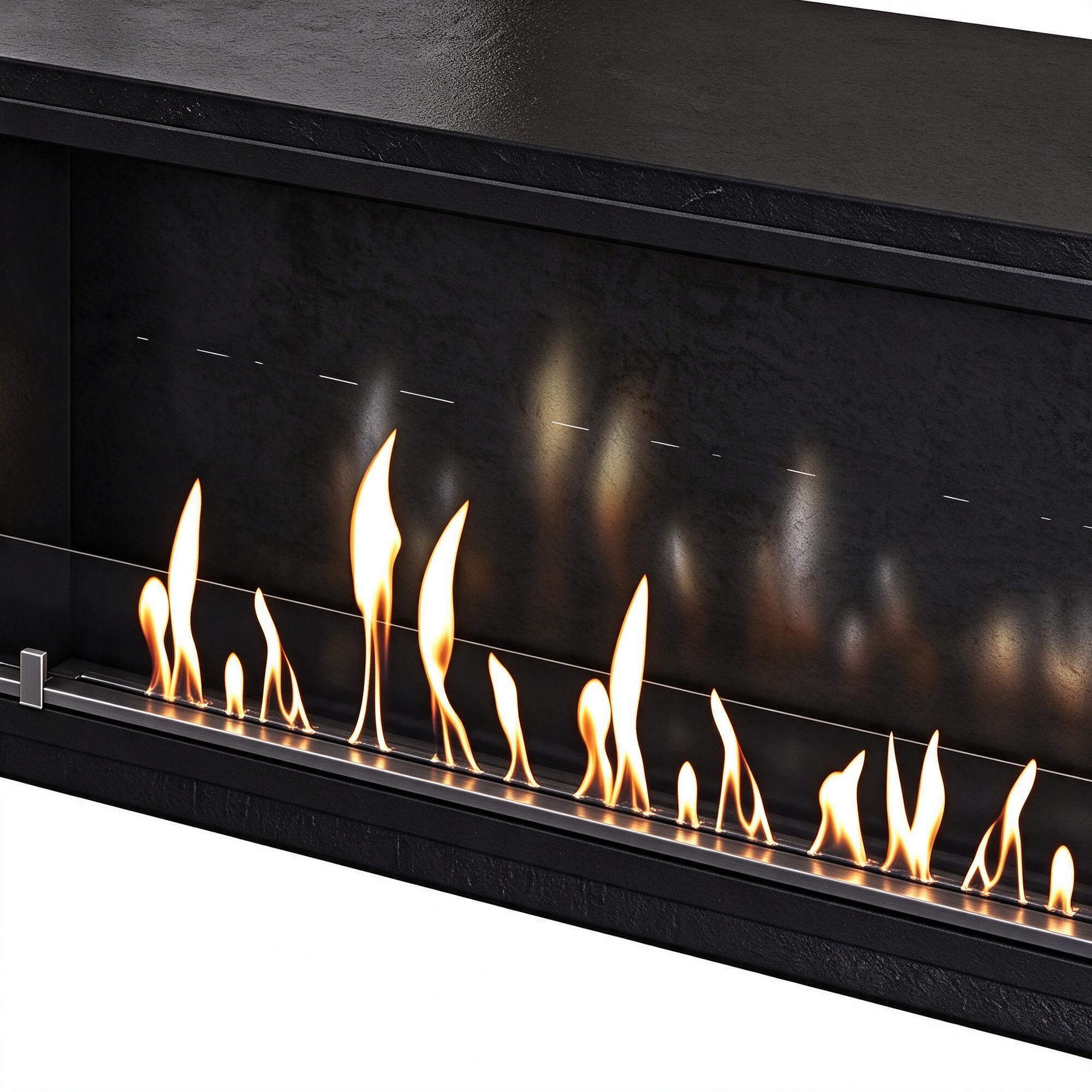 Long Black Linear Bio Fireplace Storage Cabinet 3D Model 3D Model
