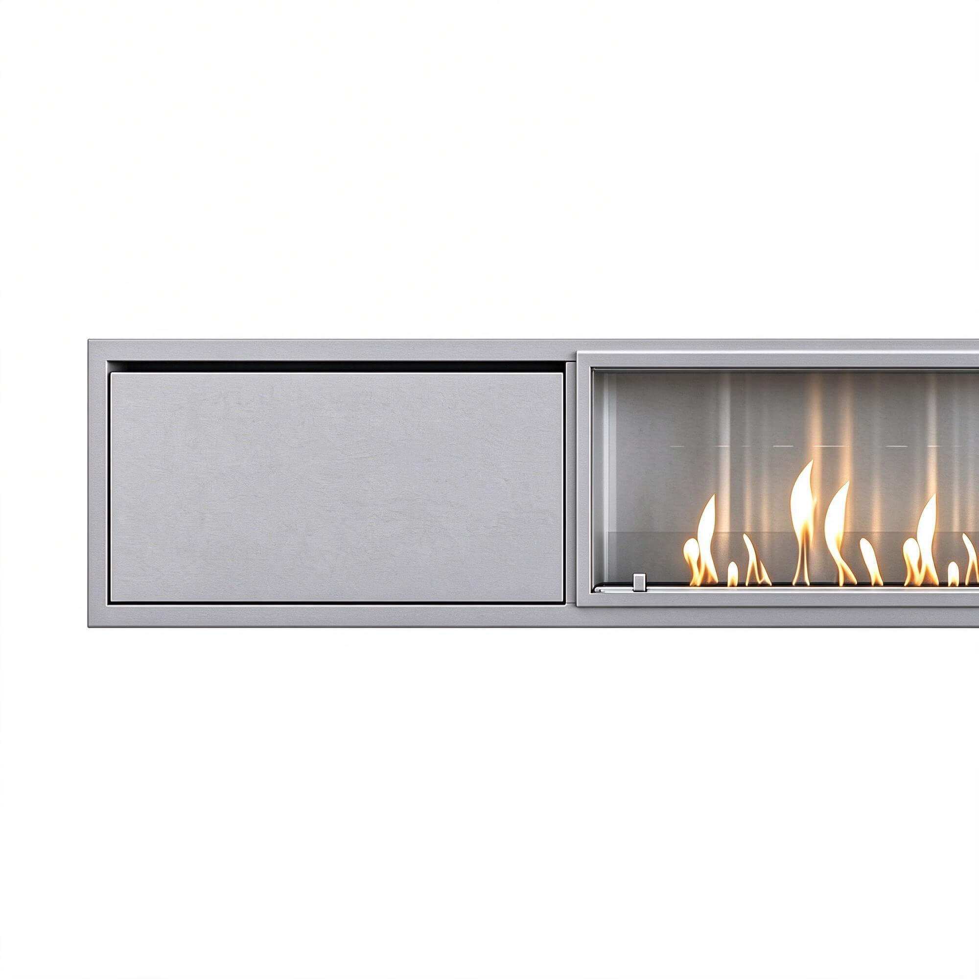 Long Linear Bio Fireplace Cabinet Light Grey Storage Unit 3D 3D Model