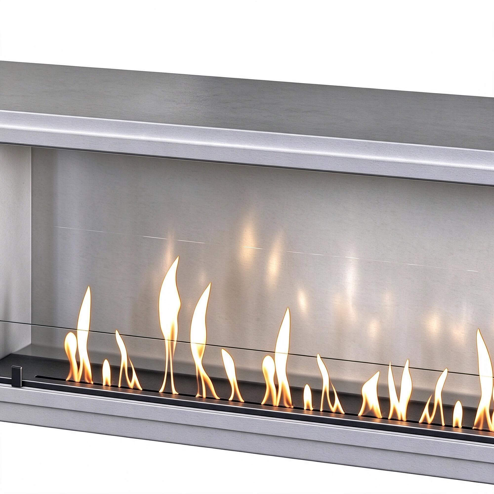 Long Linear Bio Fireplace Cabinet Light Grey Storage Unit 3D 3D Model
