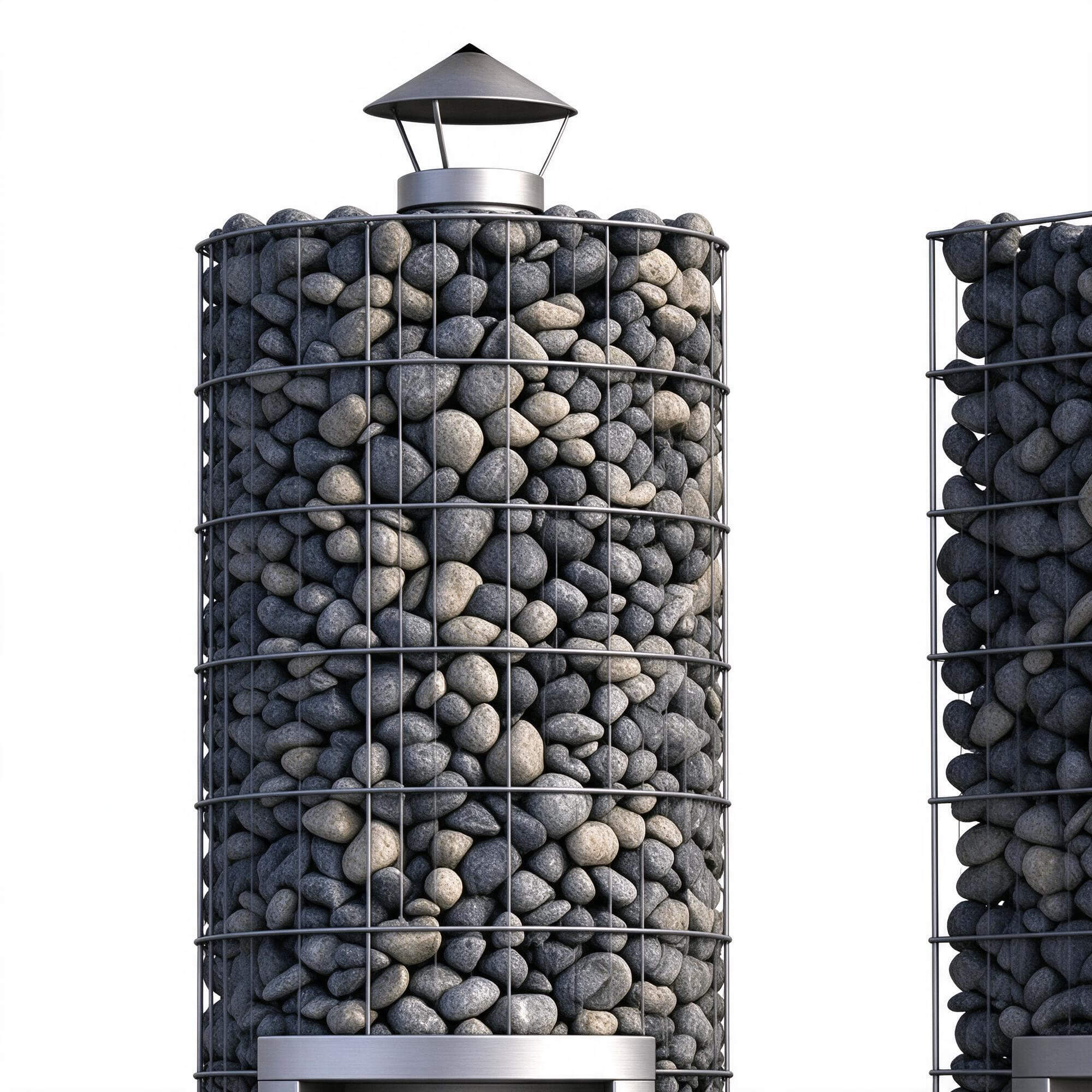 Modern BBQ Gabion Fireplace 3 Two Versions 3D Model 3D Model