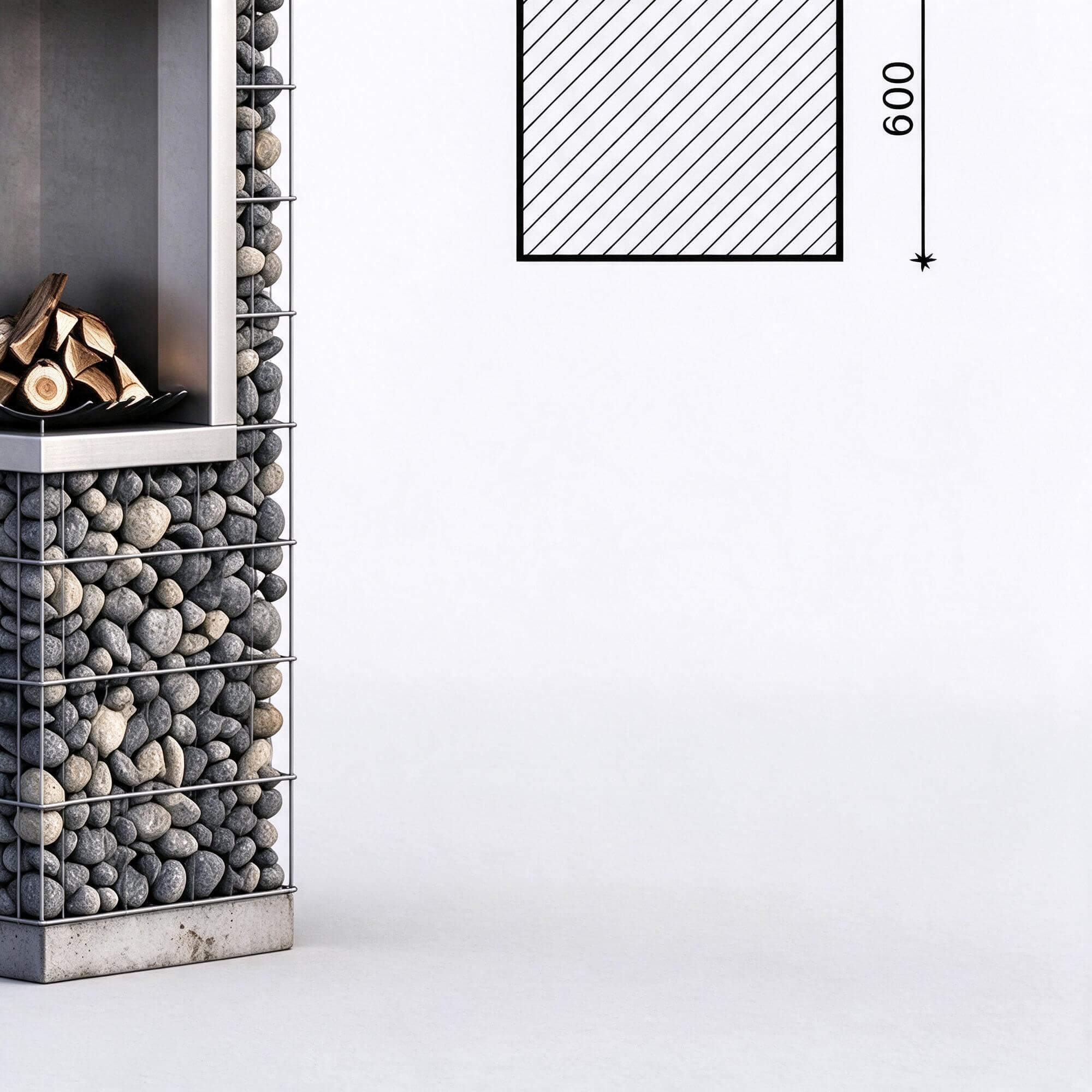 Modern BBQ Gabion Fireplace 3 Two Versions 3D Model 3D Model
