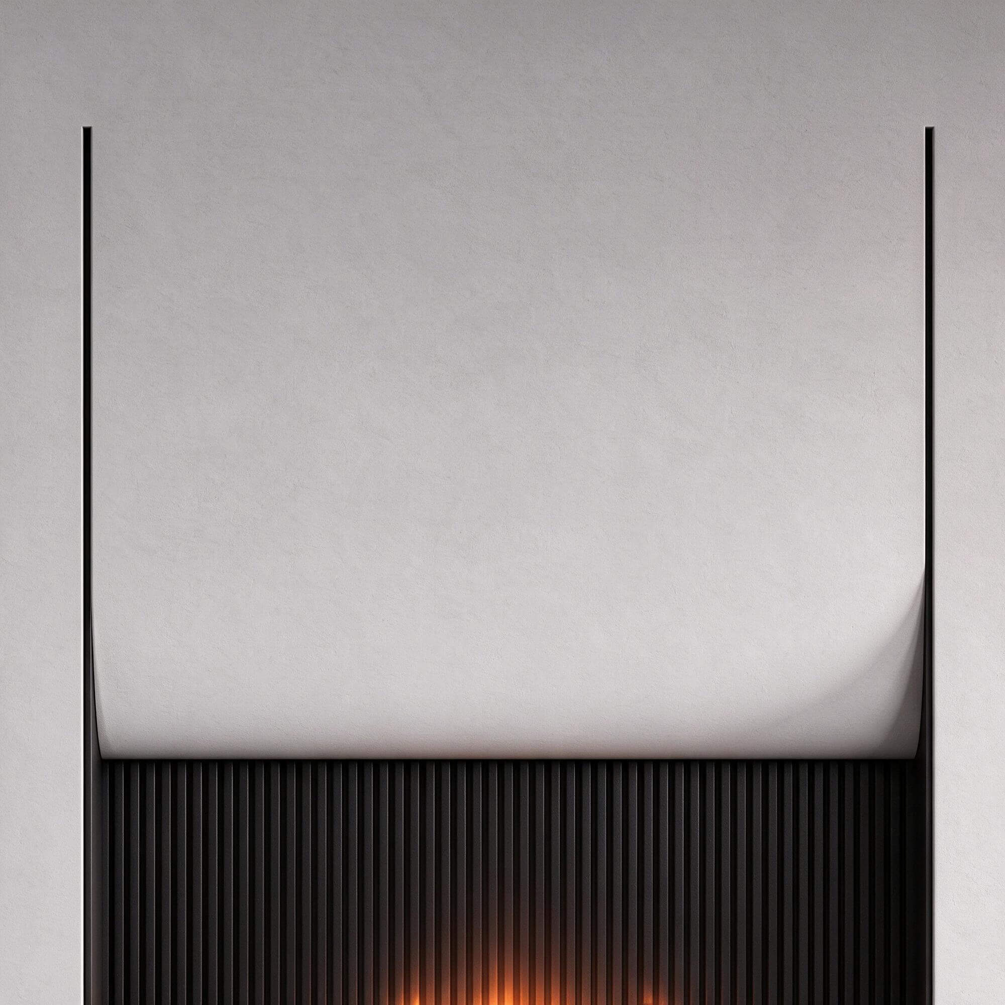 Modern Curved White Fireplace with Marble Plinth Linear Fire 3D Model