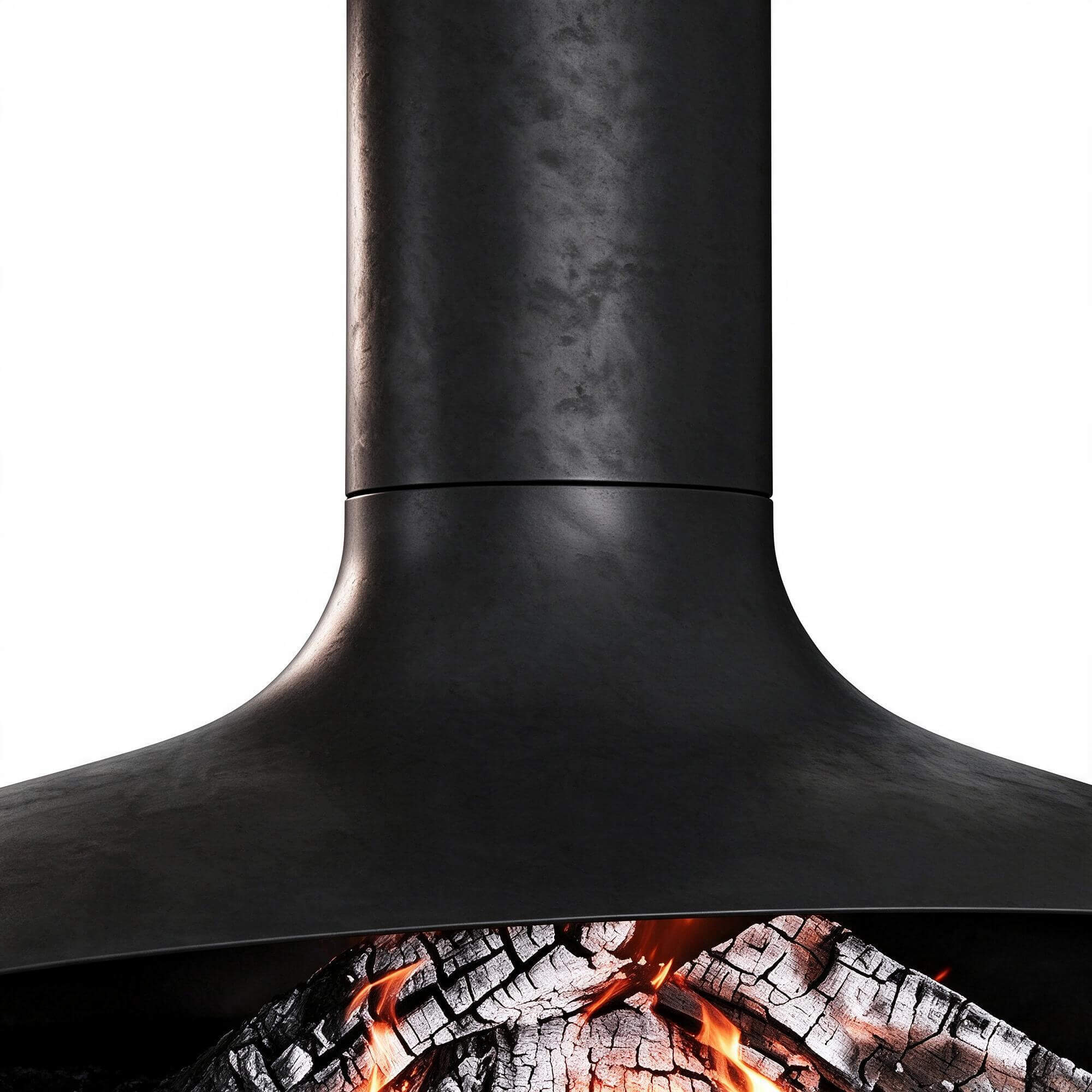Modern Suspended Black Curved Wood Burning Fireplace 3D Mode 3D Model