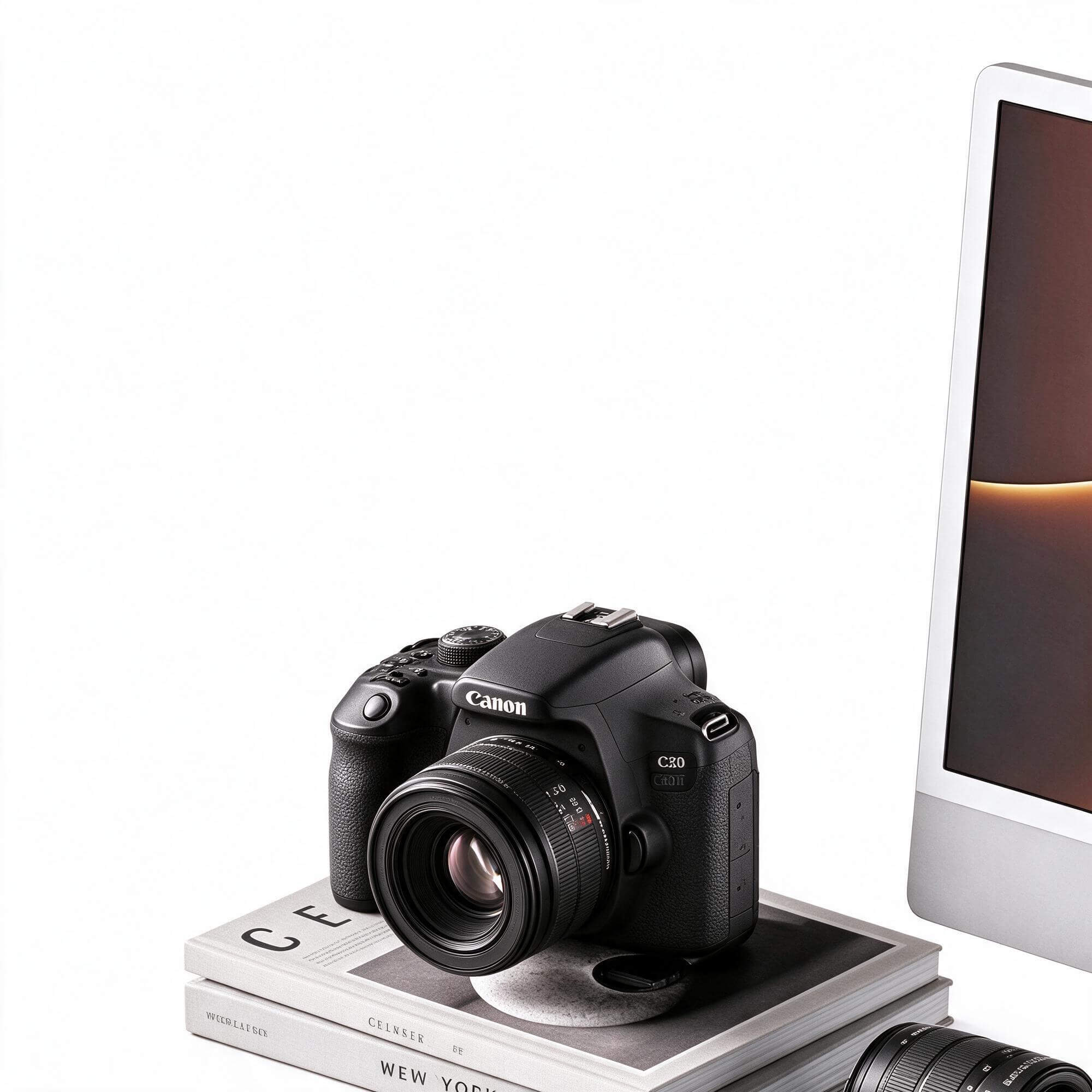 Modern Workspace Desk Set with Computer Camera and Stationer 3D Model