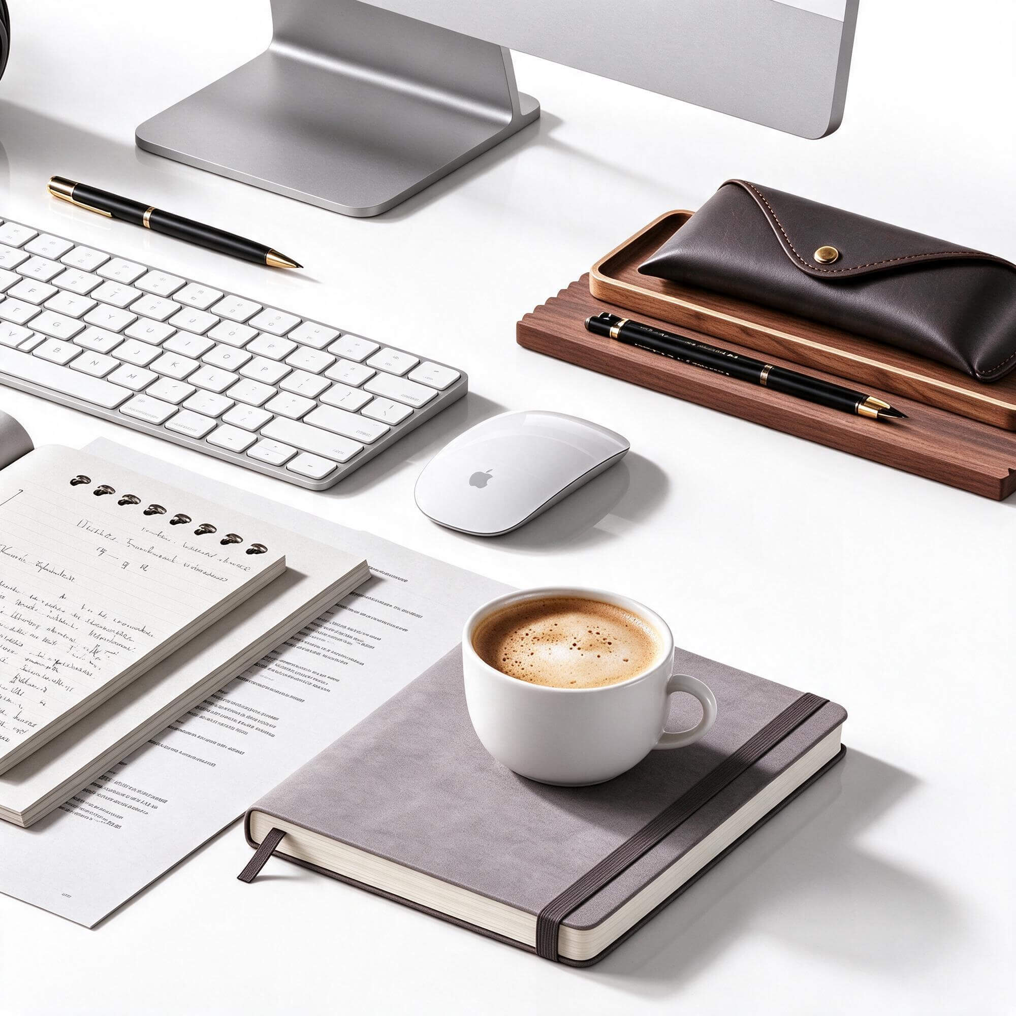 Modern Workspace Desk Set with Computer Camera and Stationer 3D Model