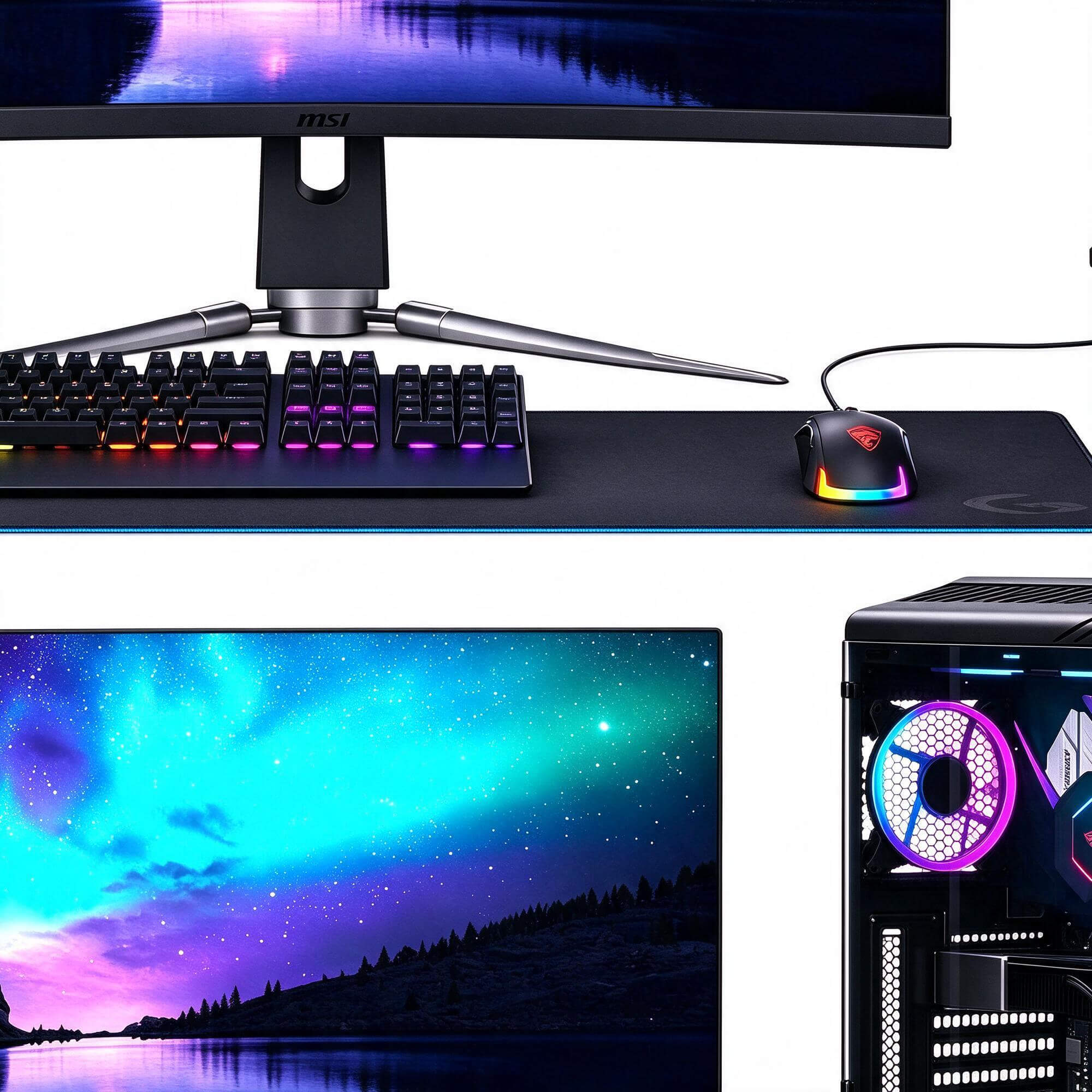 MSI Gaming PC Set Curved Monitor RGB Case 3D Model 3D Model