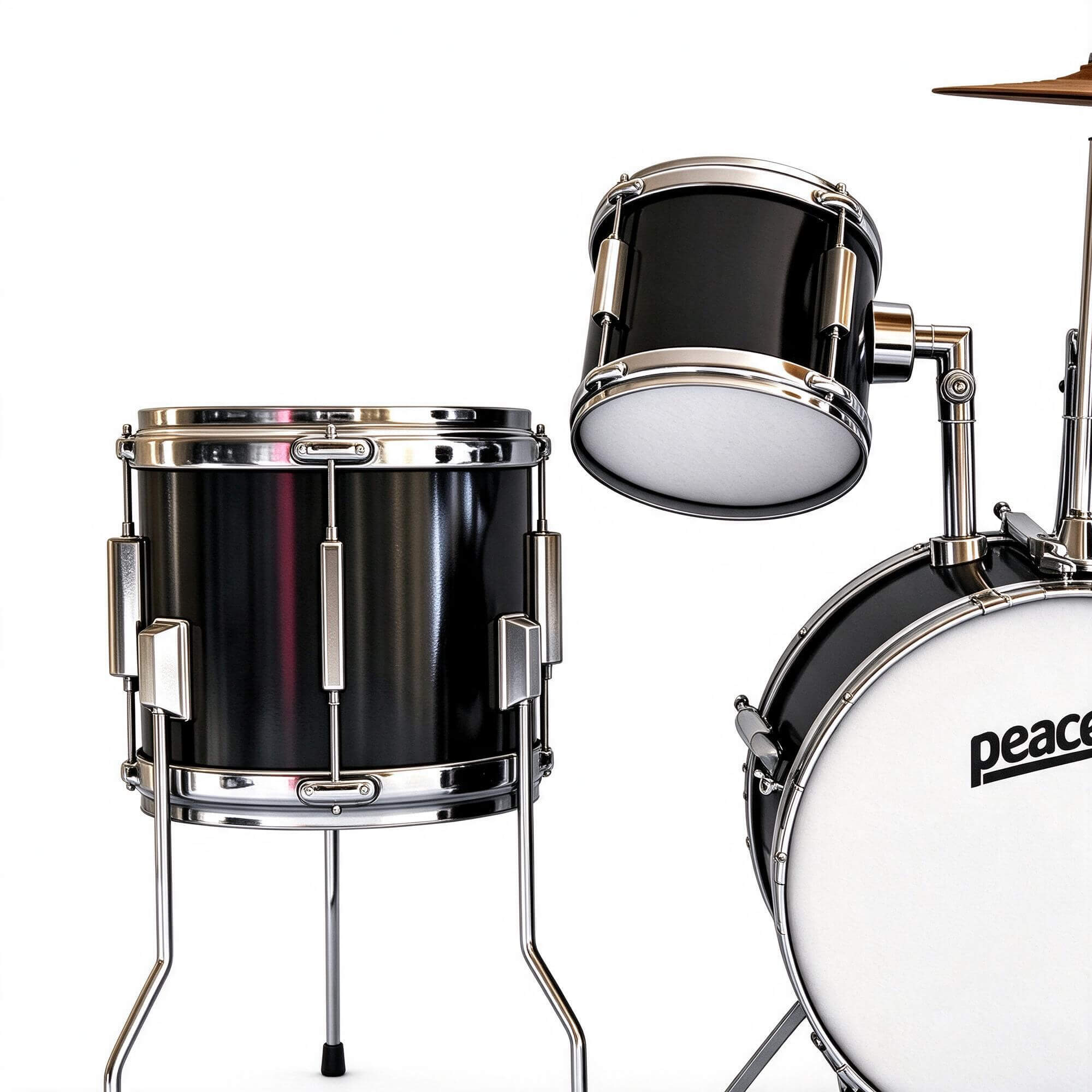 Peace Black Junior Acoustic Drum Kit Multi View 3D Model 3D Model