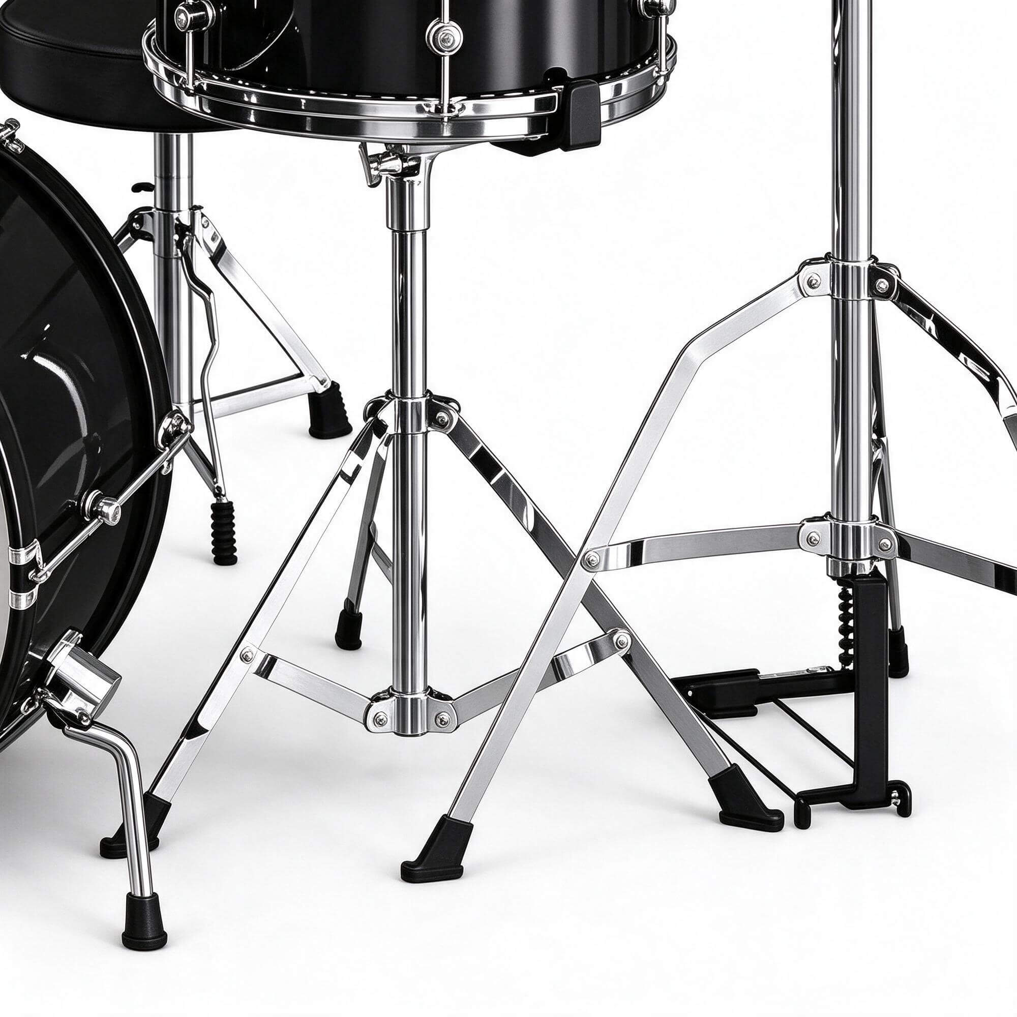 Pearl Black Acoustic Drum Kit with Stool and Drumsticks 3D M 3D Model