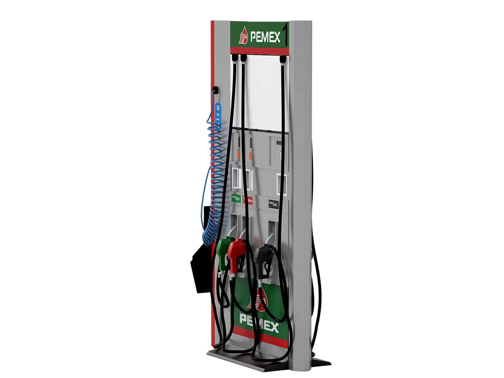 Pemex Branded Gas Station Fuel Dispenser Two Angle Set 3D Model
