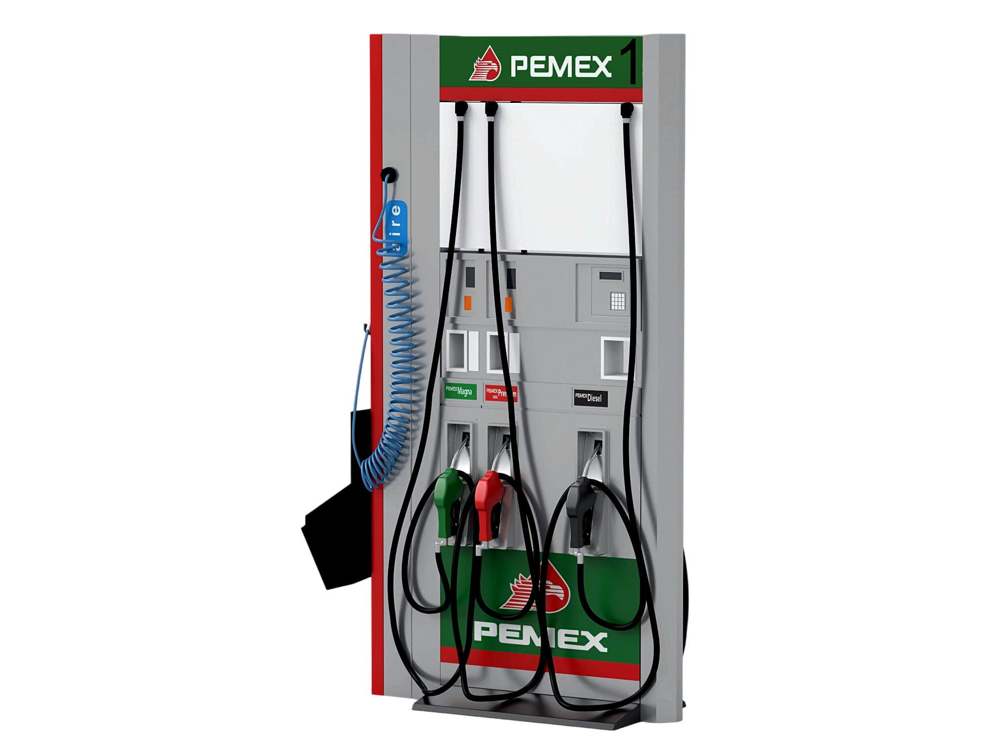 Pemex Branded Gas Station Fuel Dispenser Two Angle Set 3D Model