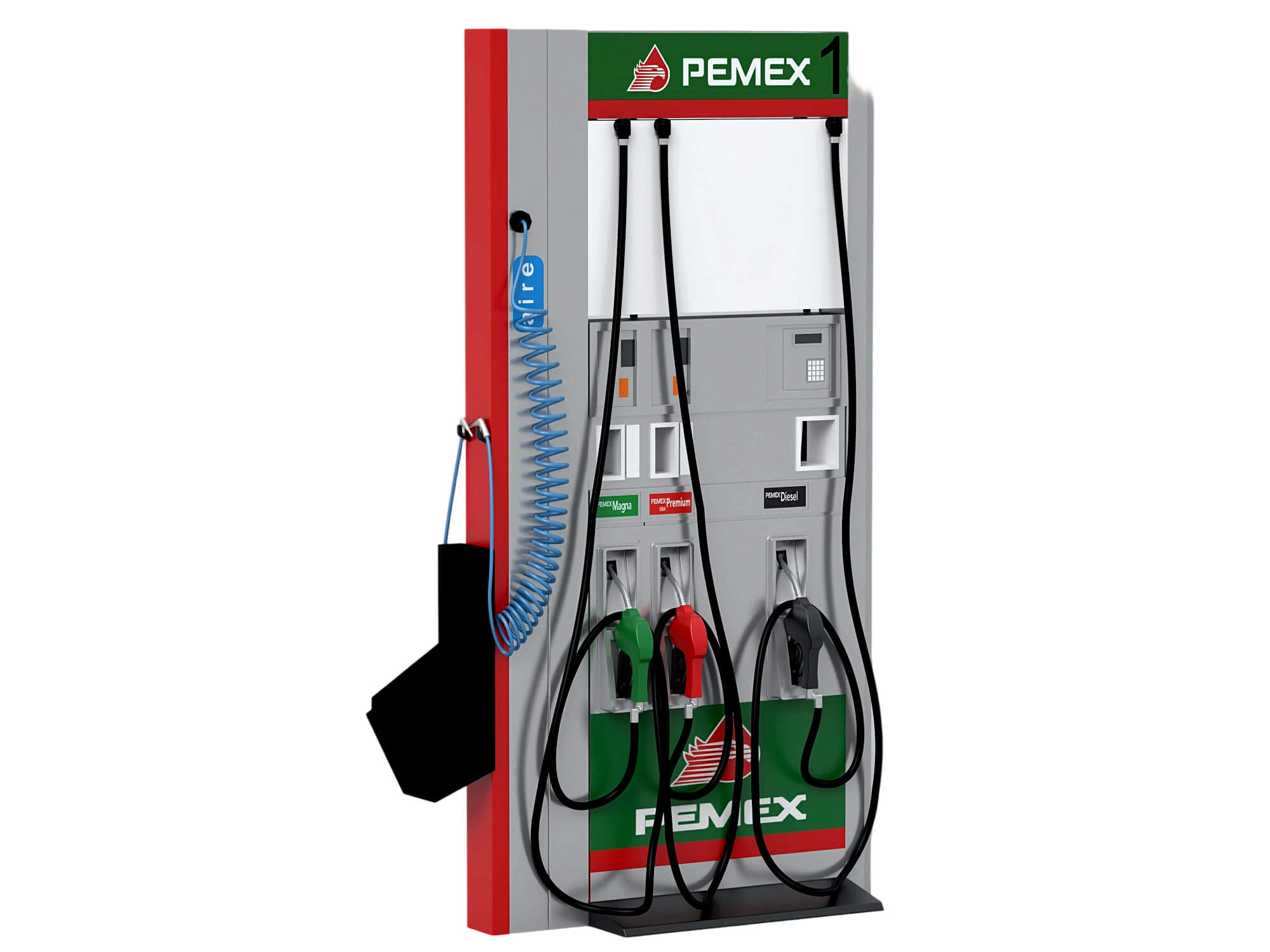 Pemex Branded Gas Station Fuel Dispenser Two Angle Set 3D Model