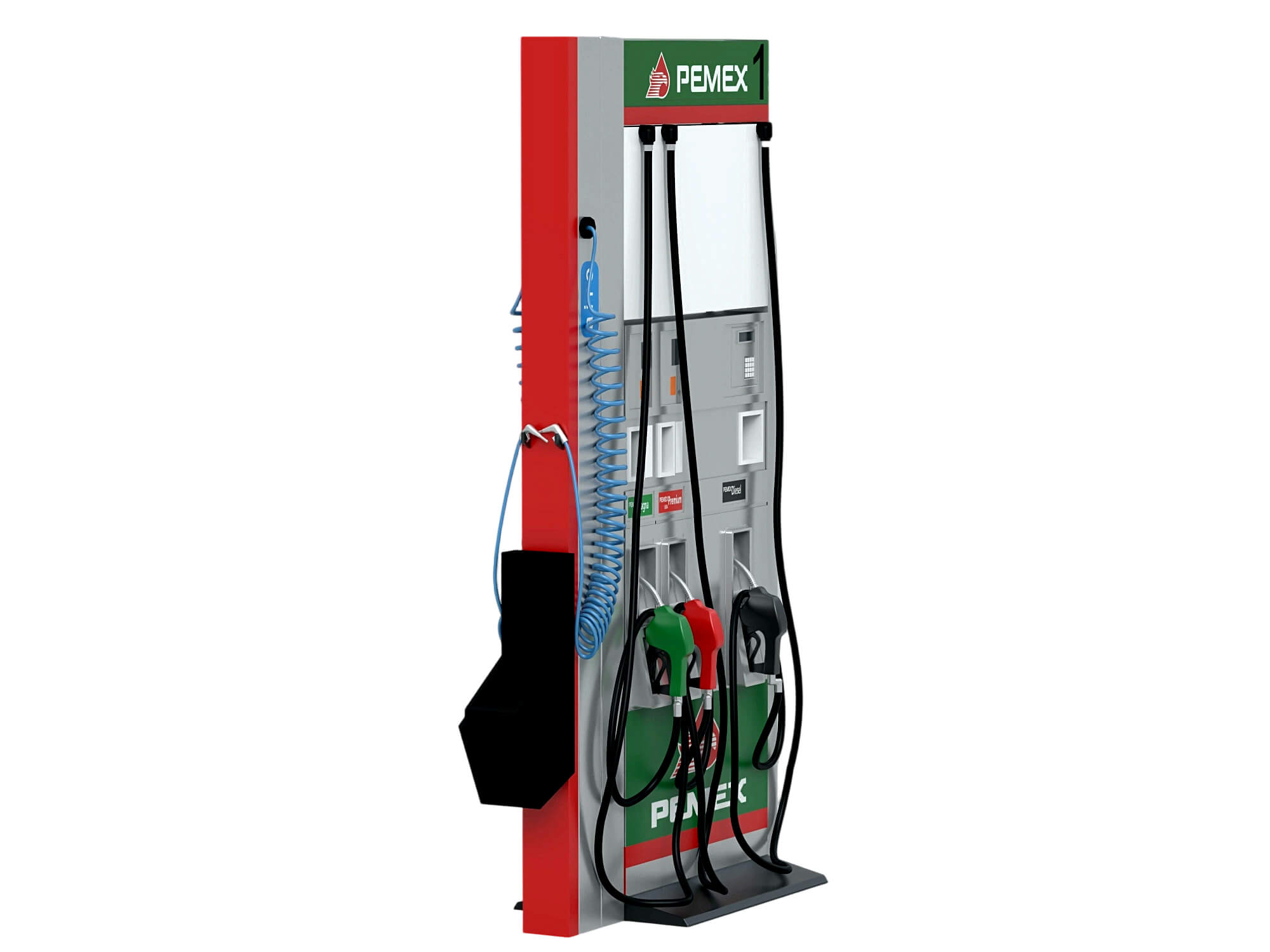 Pemex Branded Gas Station Fuel Dispenser Two Angle Set 3D Model