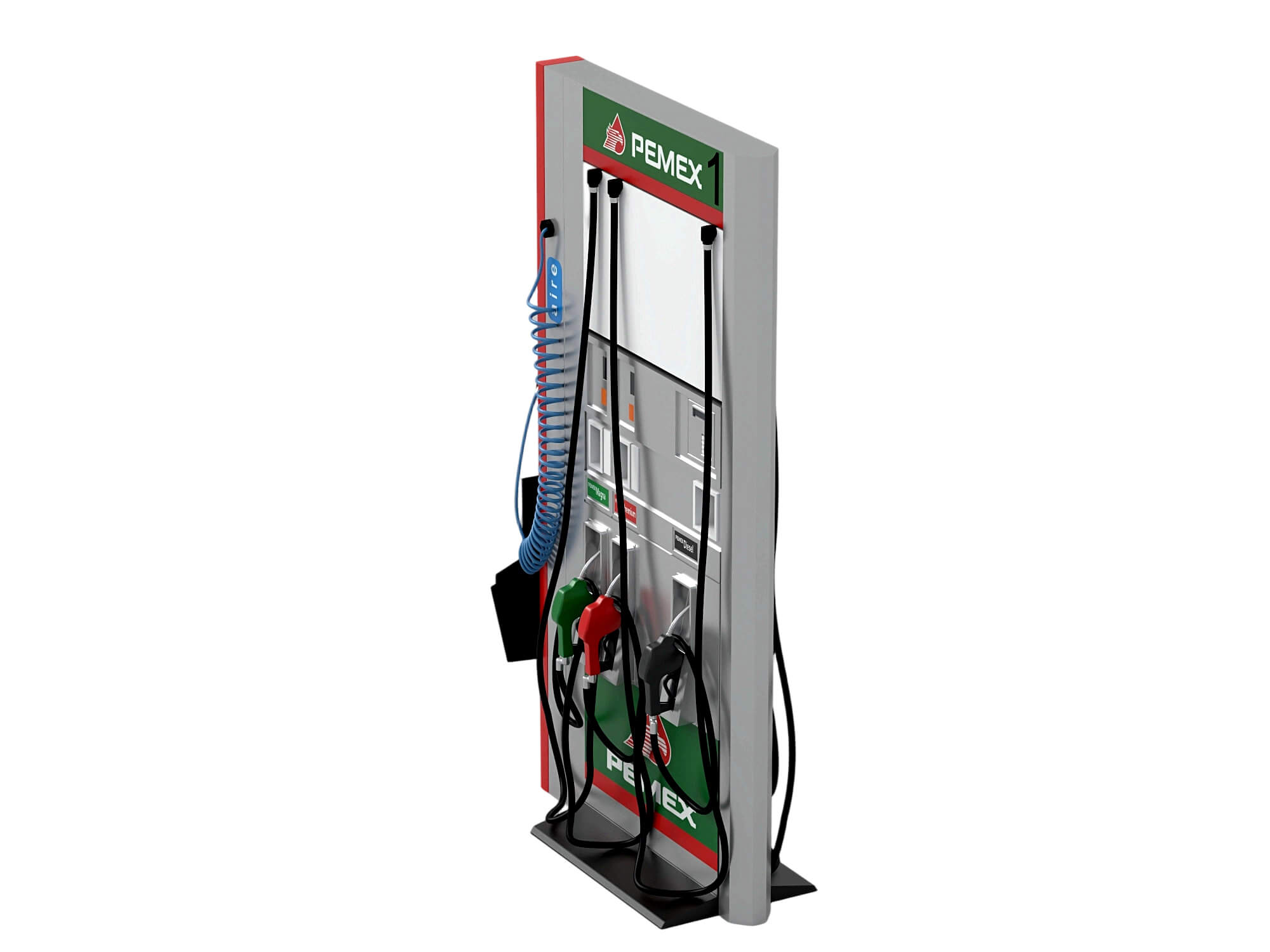 Pemex Branded Gas Station Fuel Dispenser Two Angle Set 3D Model
