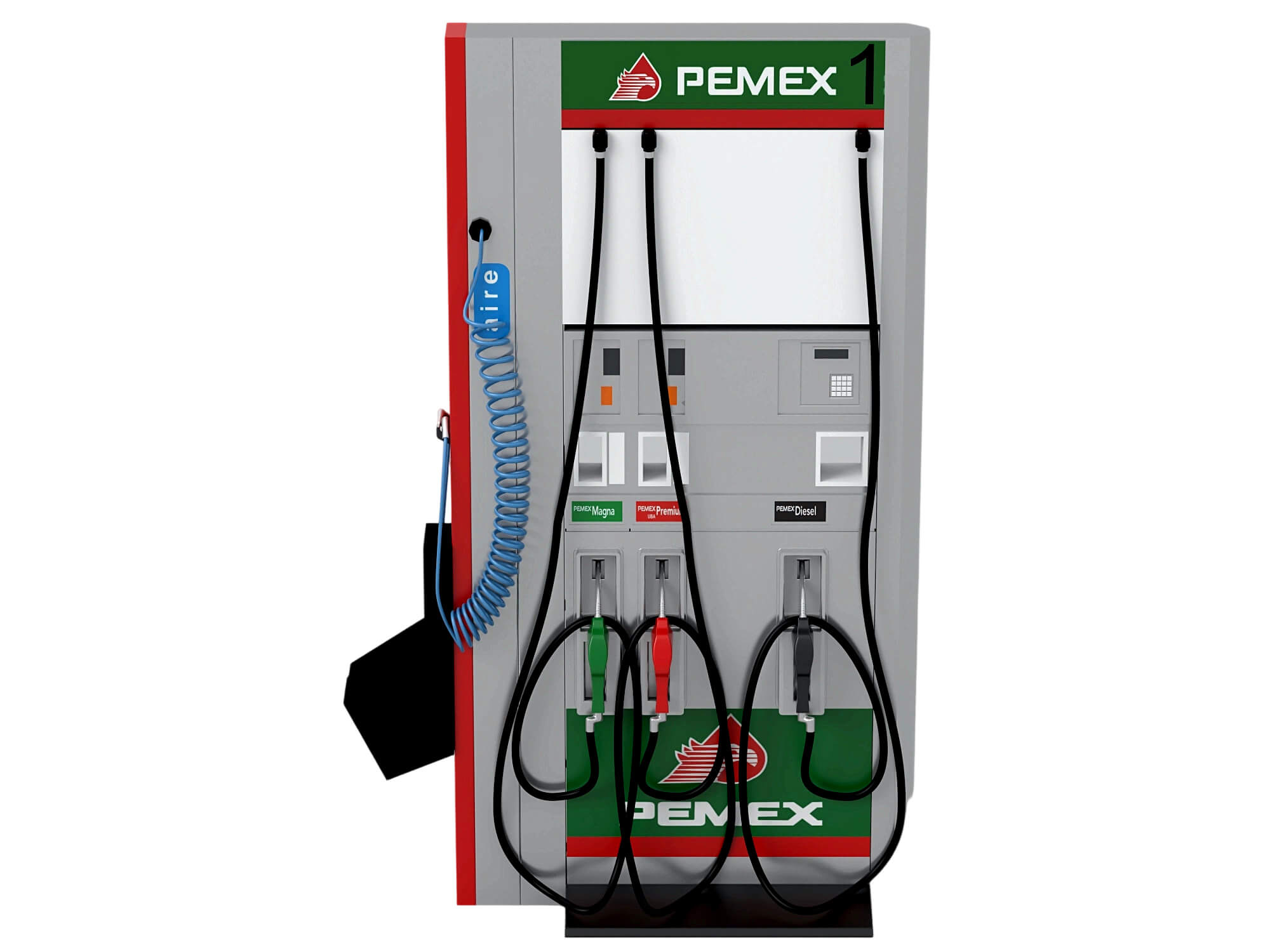 Pemex Branded Gas Station Fuel Dispenser Two Angle Set 3D Model